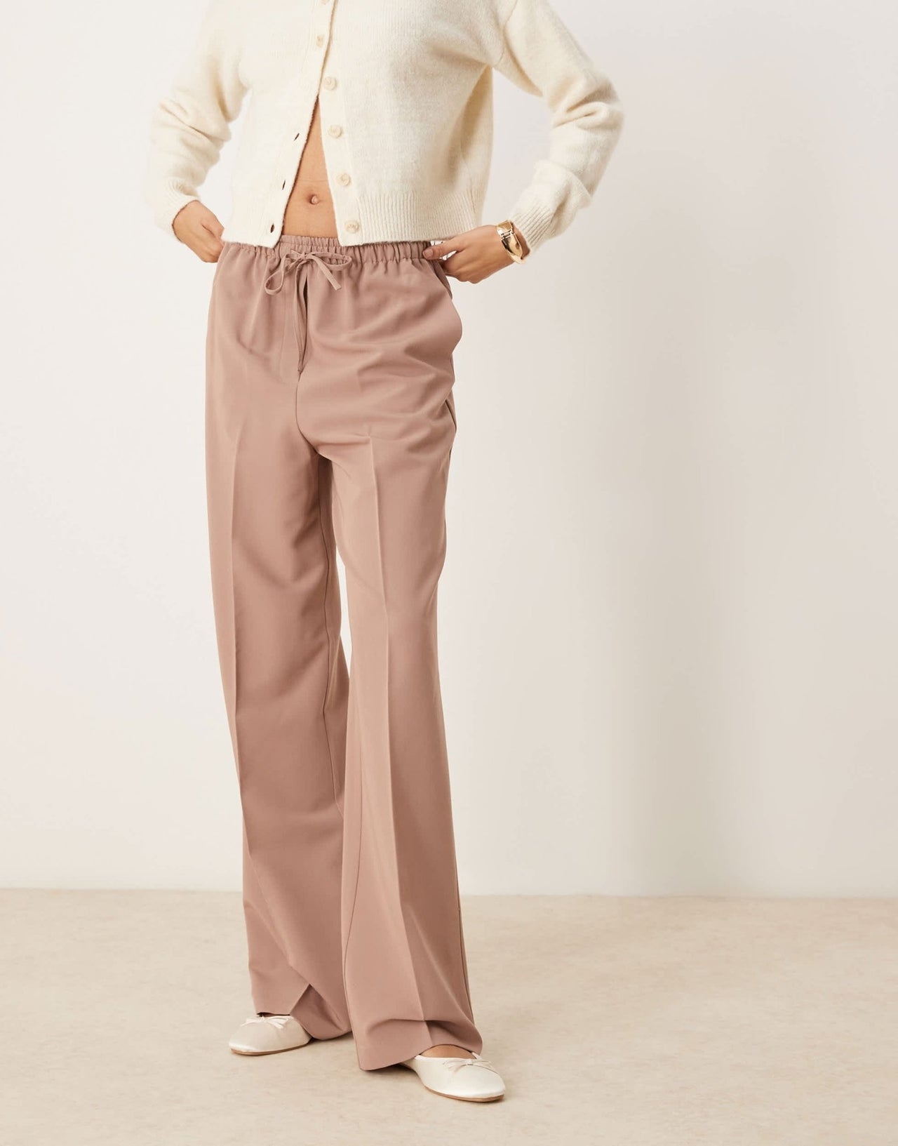 ASOS DESIGN Tall tailored pull on trousers in mink - ASOS Sample Sale