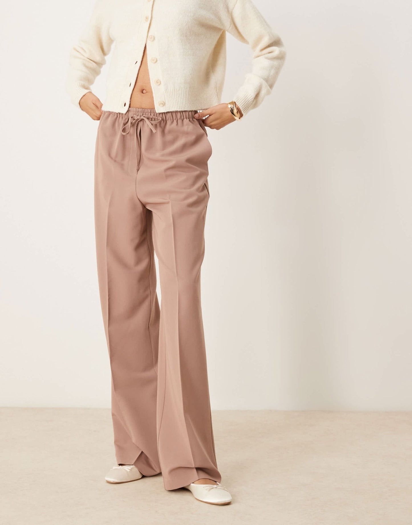 ASOS DESIGN Tall tailored pull on trousers in mink - ASOS Sample Sale