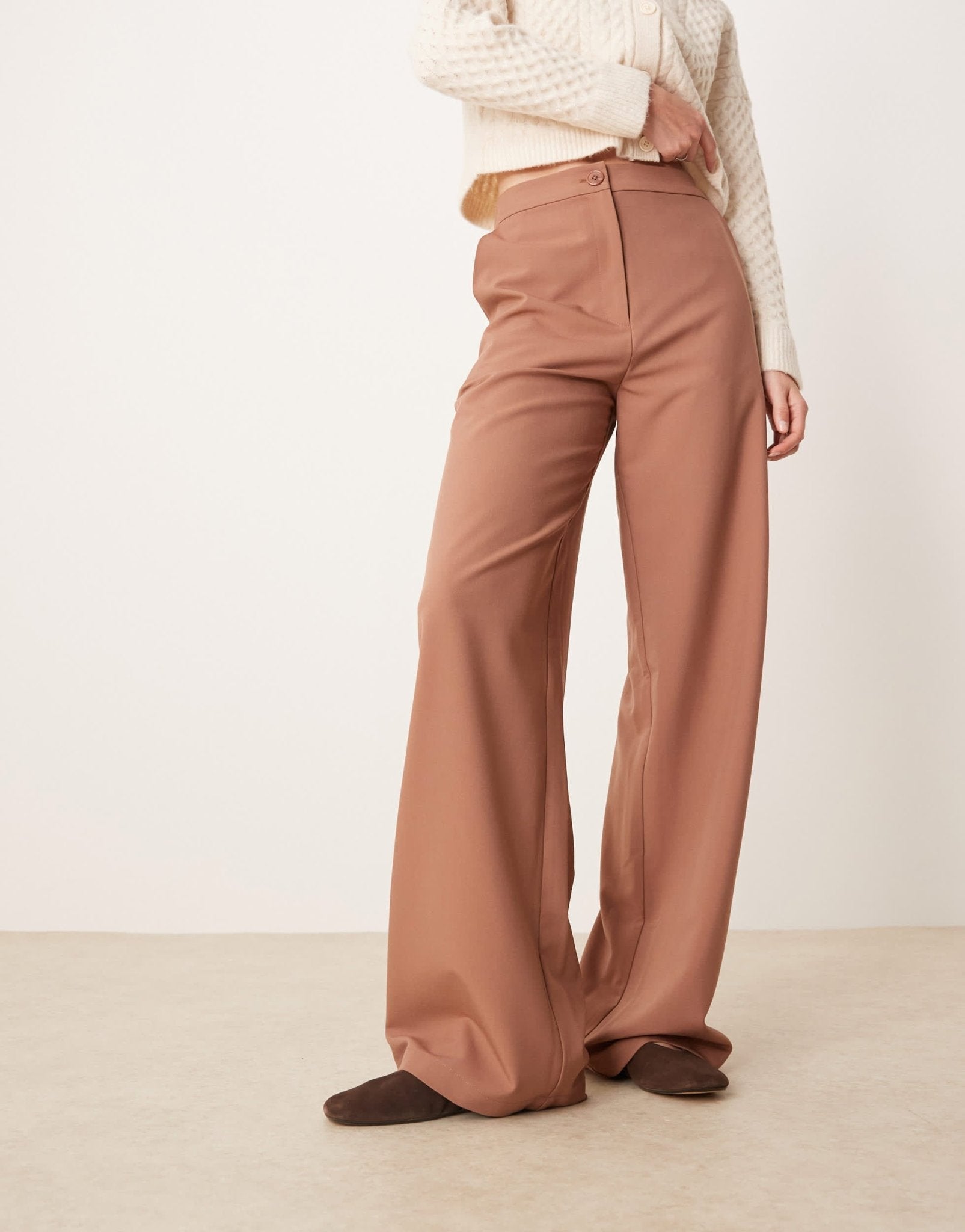 ASOS DESIGN Tall tailored relaxed straight leg trousers in apricot - ASOS Sample Sale
