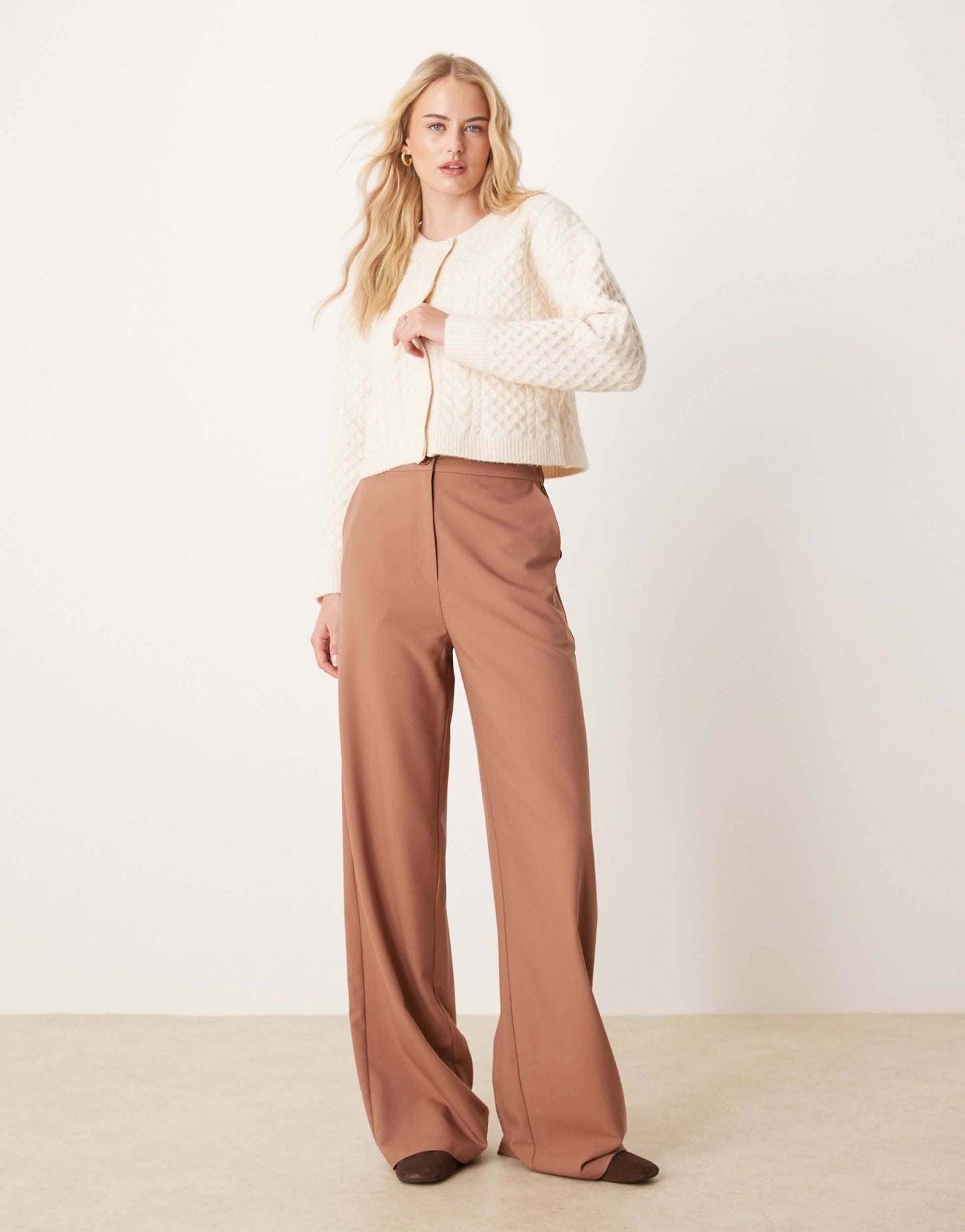 ASOS DESIGN Tall tailored relaxed straight leg trousers in apricot - ASOS Sample Sale