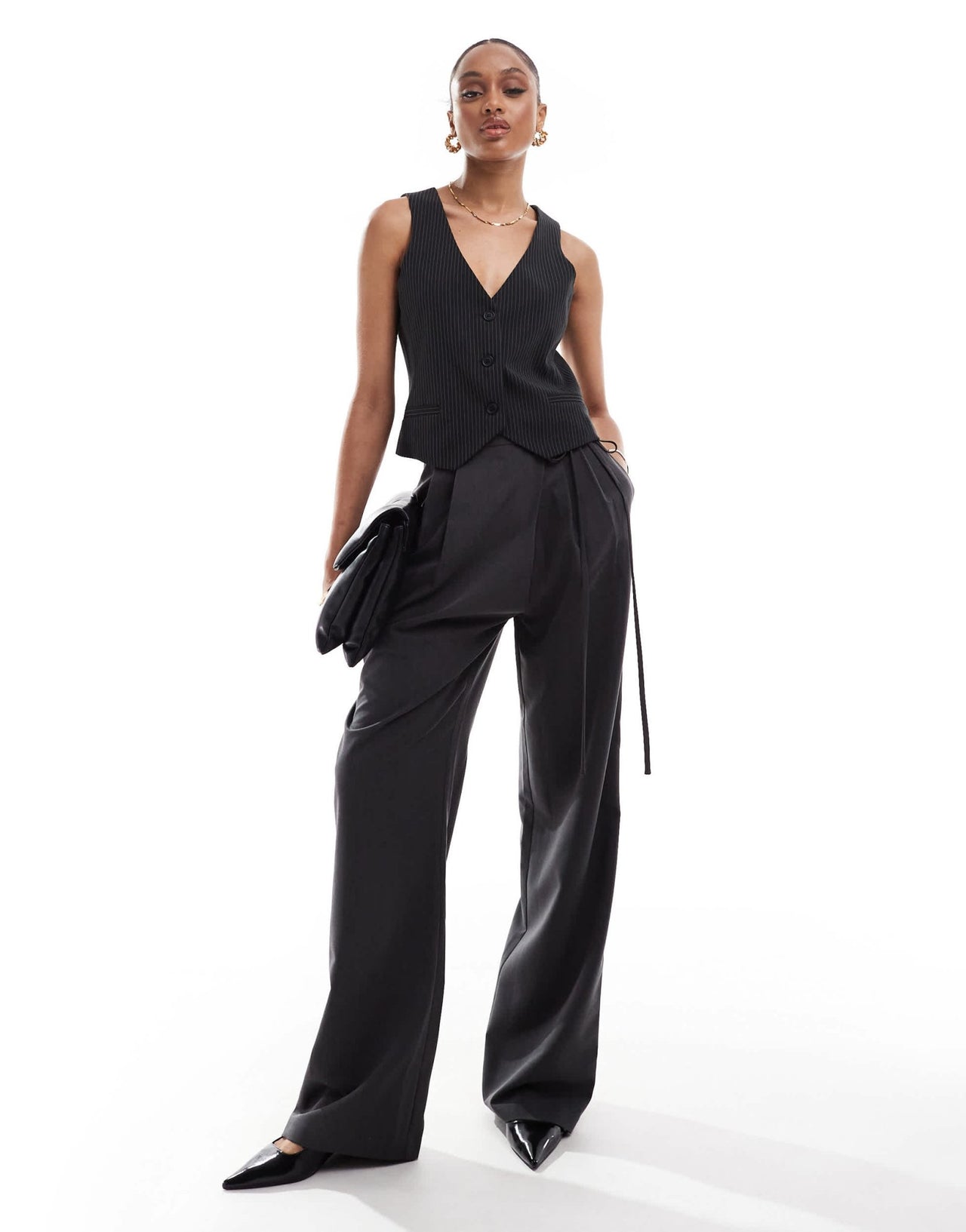 ASOS DESIGN Tall tailored wide leg trousers with wrap tie detail in grey - ASOS Sample Sale