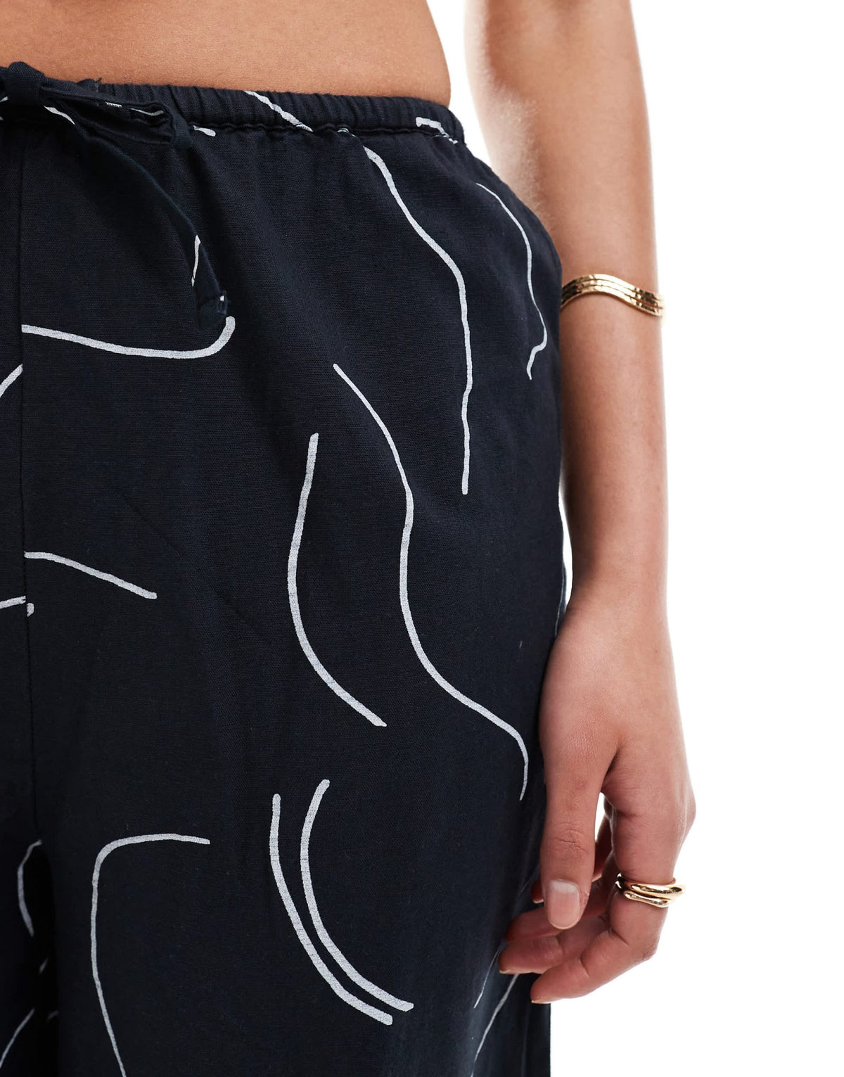 ASOS DESIGN Tall wide leg trouser with linen in mono print - ASOS Sample Sale