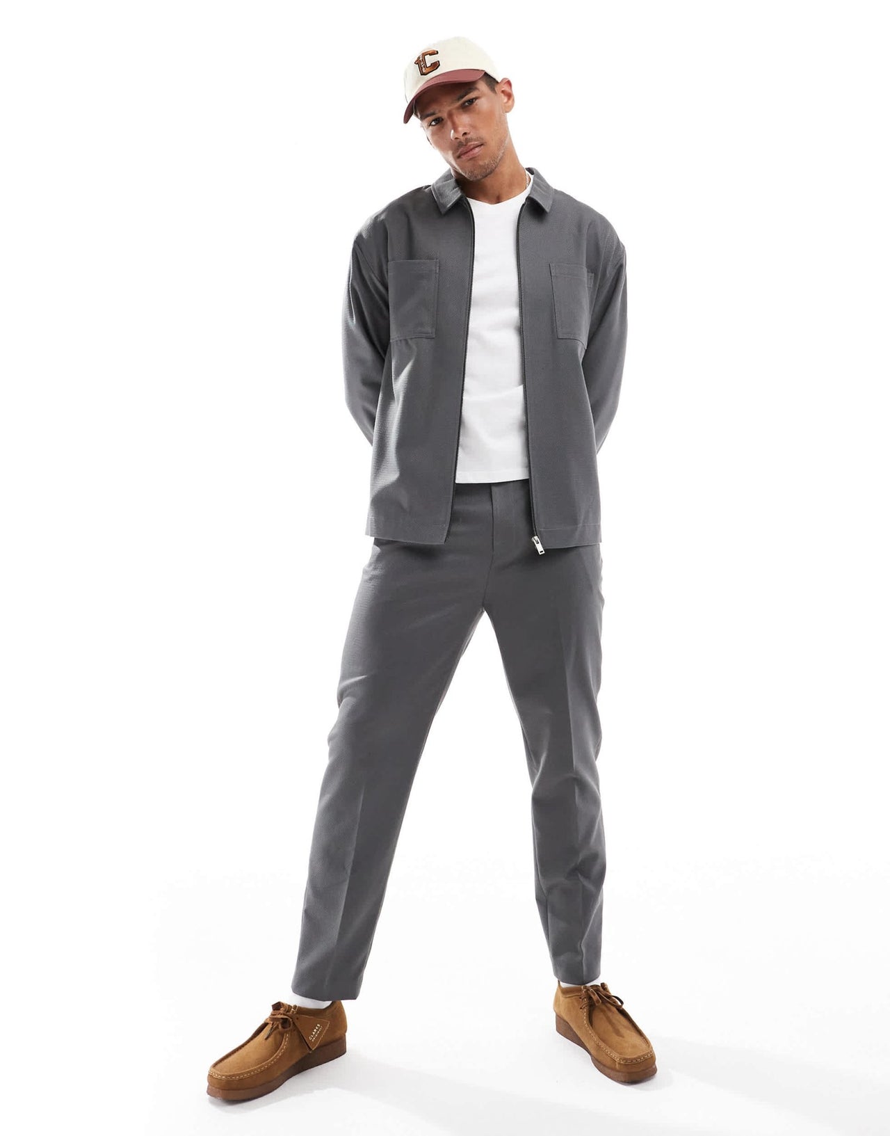 ASOS DESIGN tapered fit smart co - ord trousers in grey twill - ASOS Sample Sale
