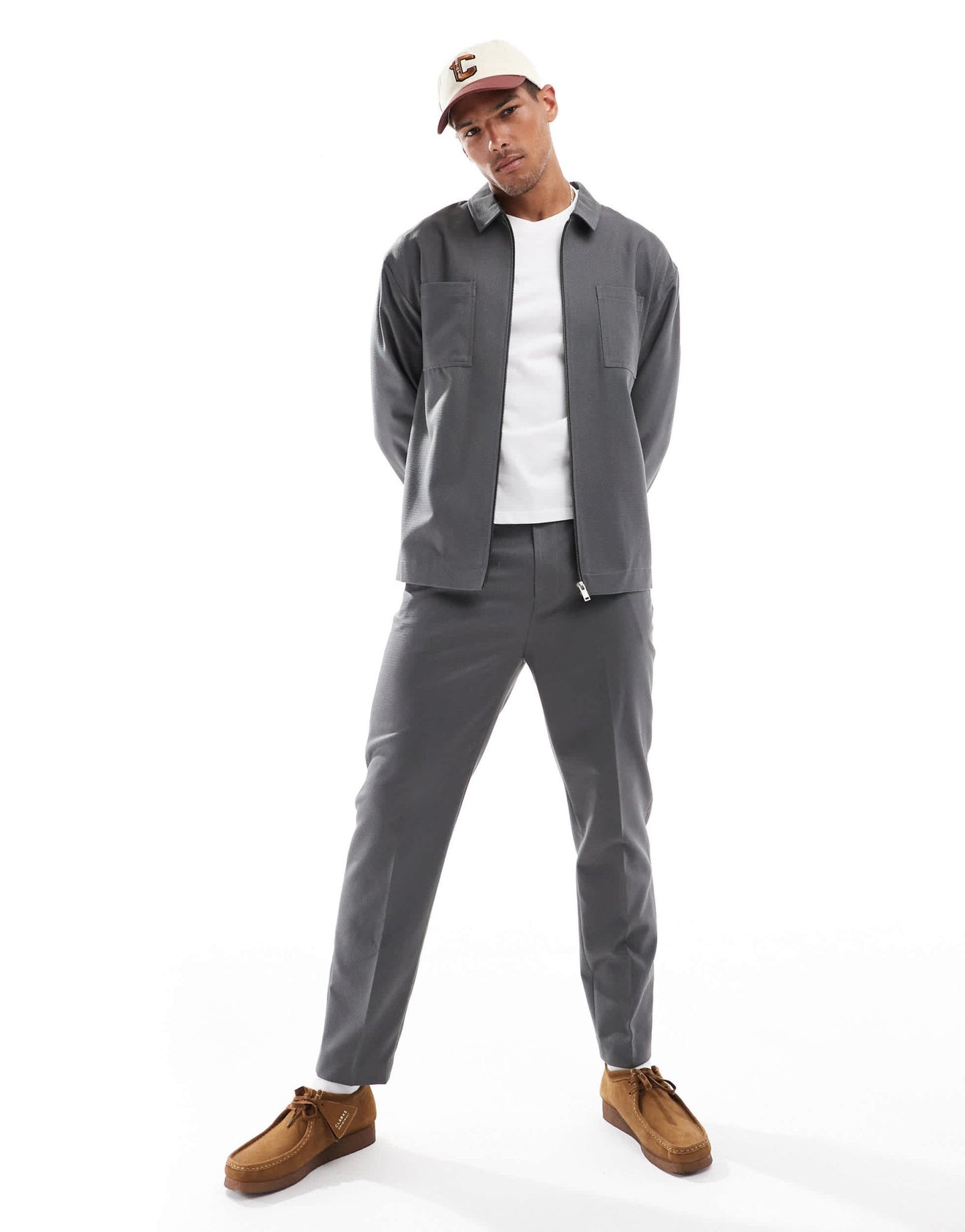 ASOS DESIGN tapered fit smart co - ord trousers in grey twill - ASOS Sample Sale