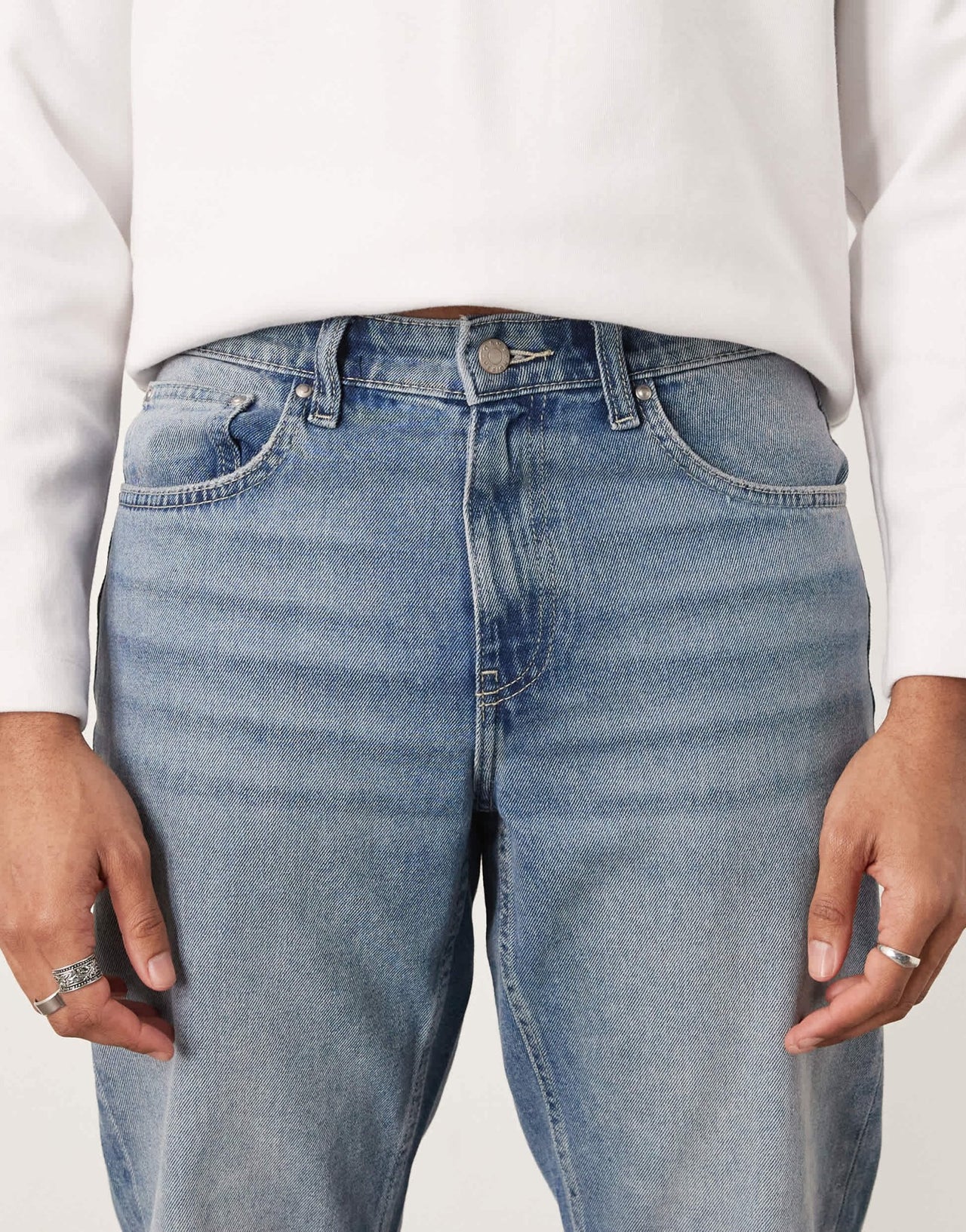 ASOS DESIGN tapered jeans in light wash blue - ASOS Sample Sale