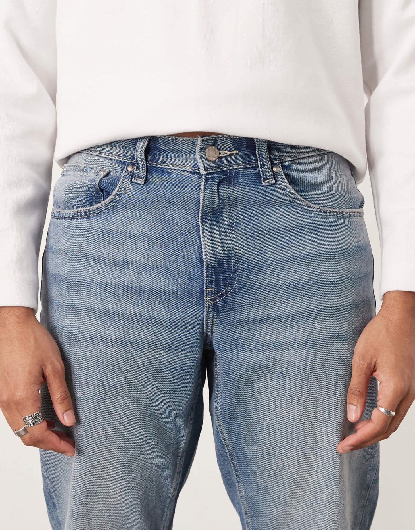 ASOS DESIGN tapered jeans in light wash blue - ASOS Sample Sale