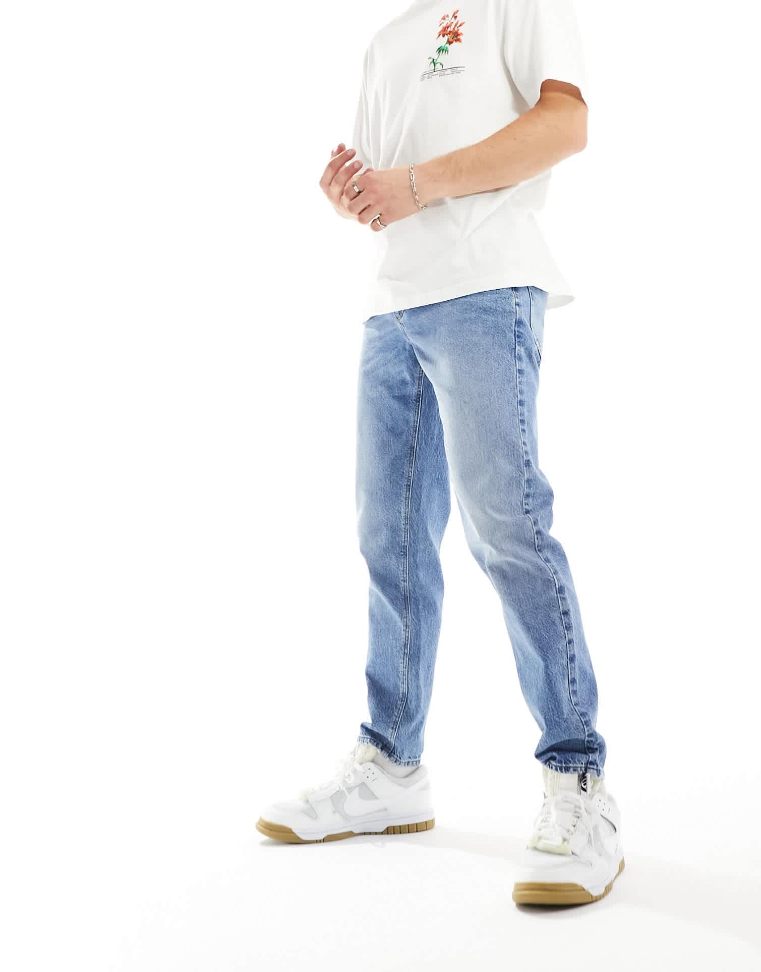 ASOS DESIGN tapered jeans in light wash blue - ASOS Sample Sale