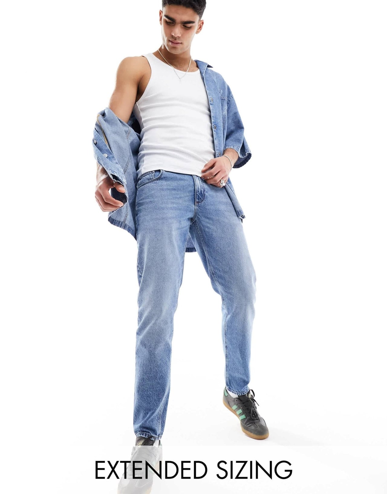 ASOS DESIGN tapered jeans in light wash blue - ASOS Sample Sale