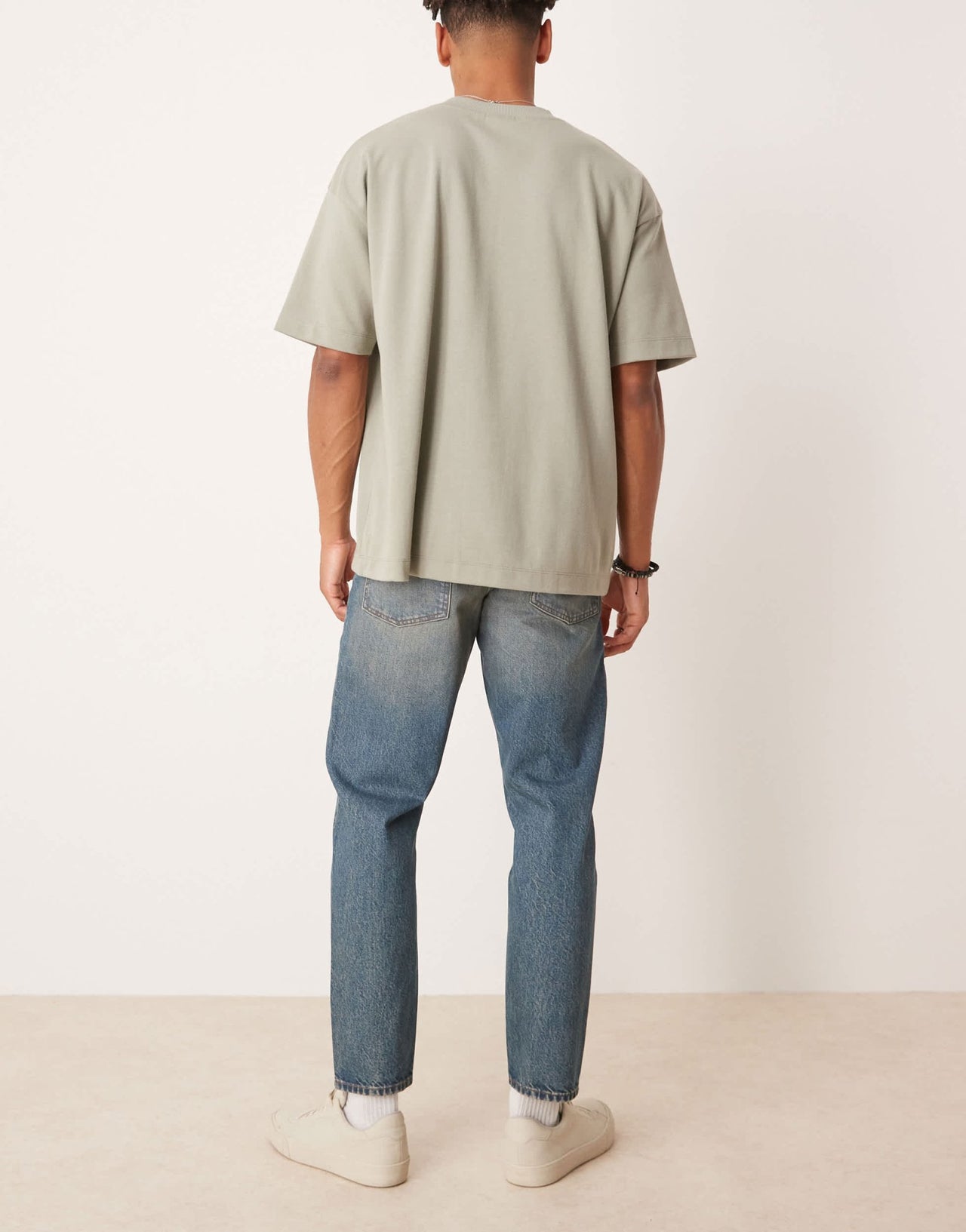 ASOS DESIGN tapered jeans in mid wash blue - ASOS Sample Sale