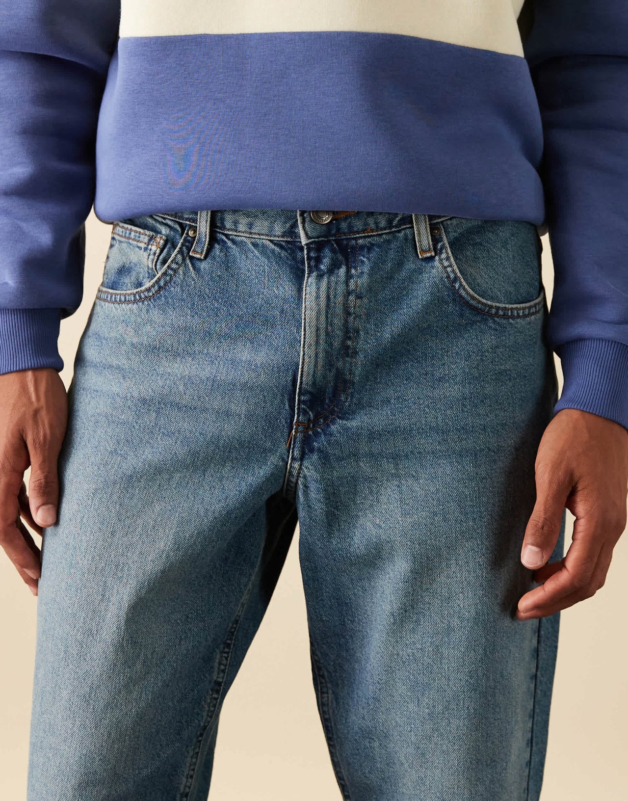 ASOS DESIGN tapered jeans in mid wash blue - ASOS Sample Sale