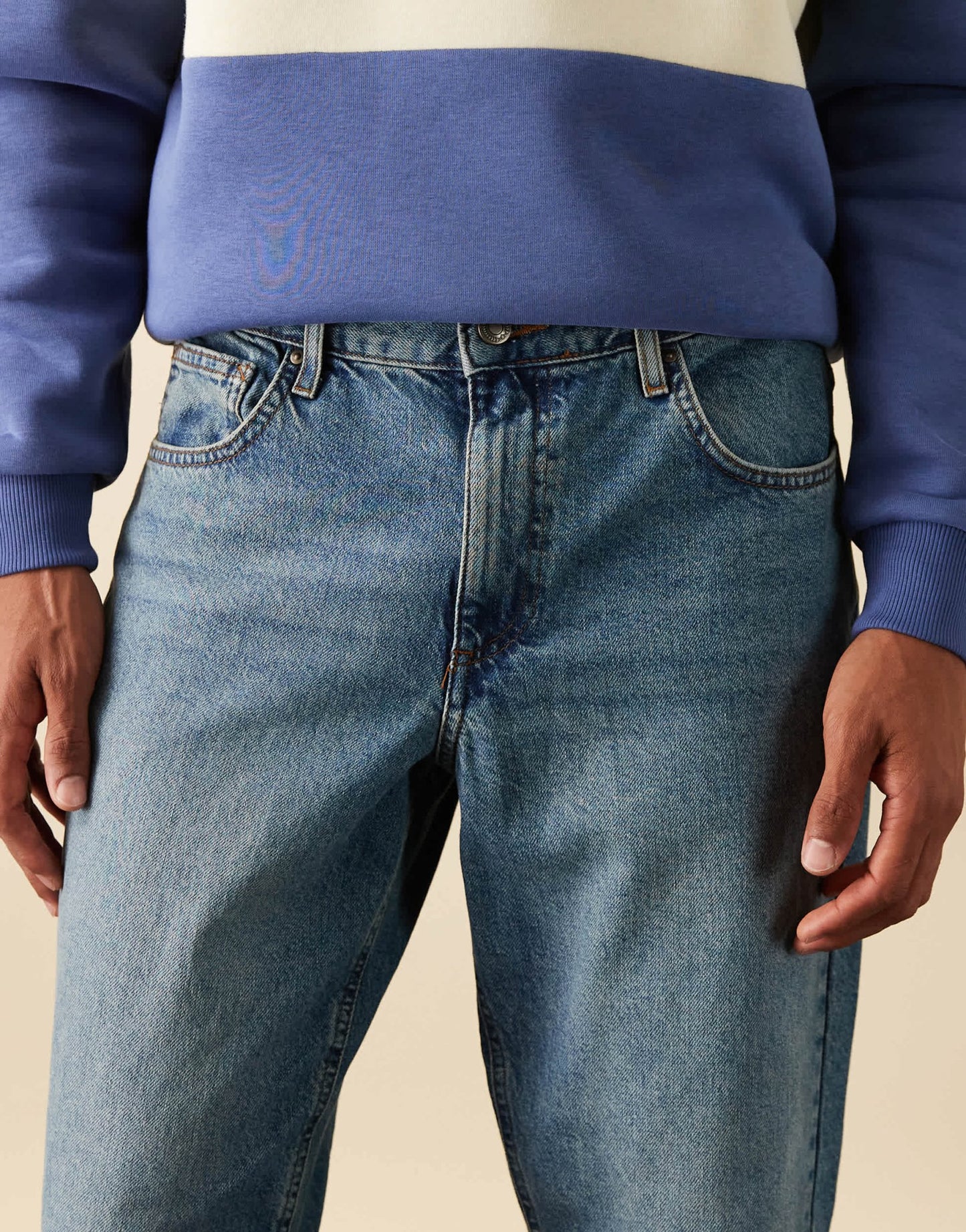 ASOS DESIGN tapered jeans in mid wash blue - ASOS Sample Sale