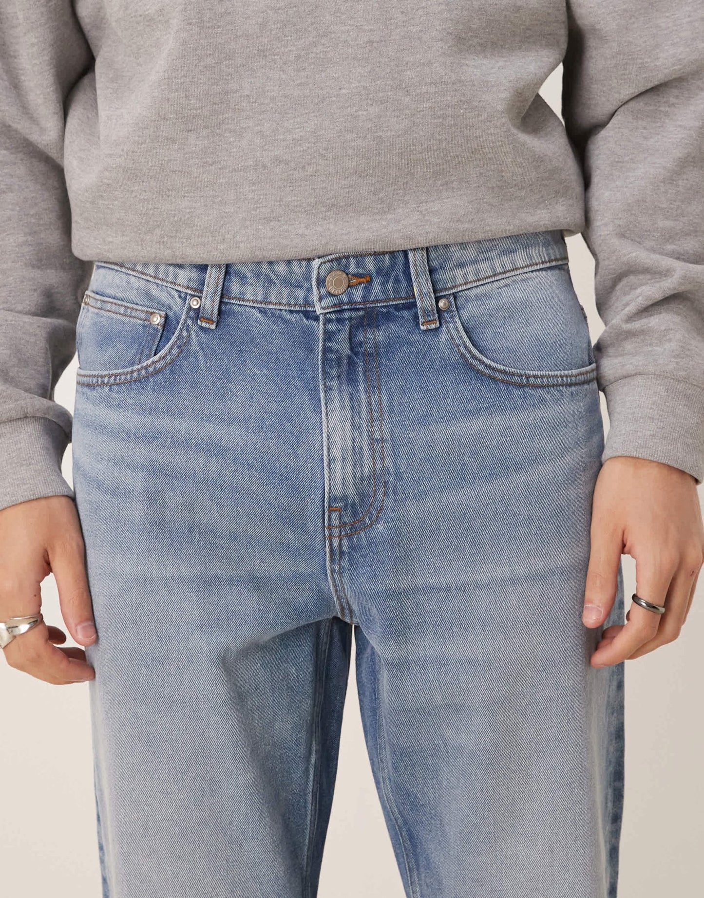 ASOS DESIGN tapered jeans in mid wash blue - ASOS Sample Sale