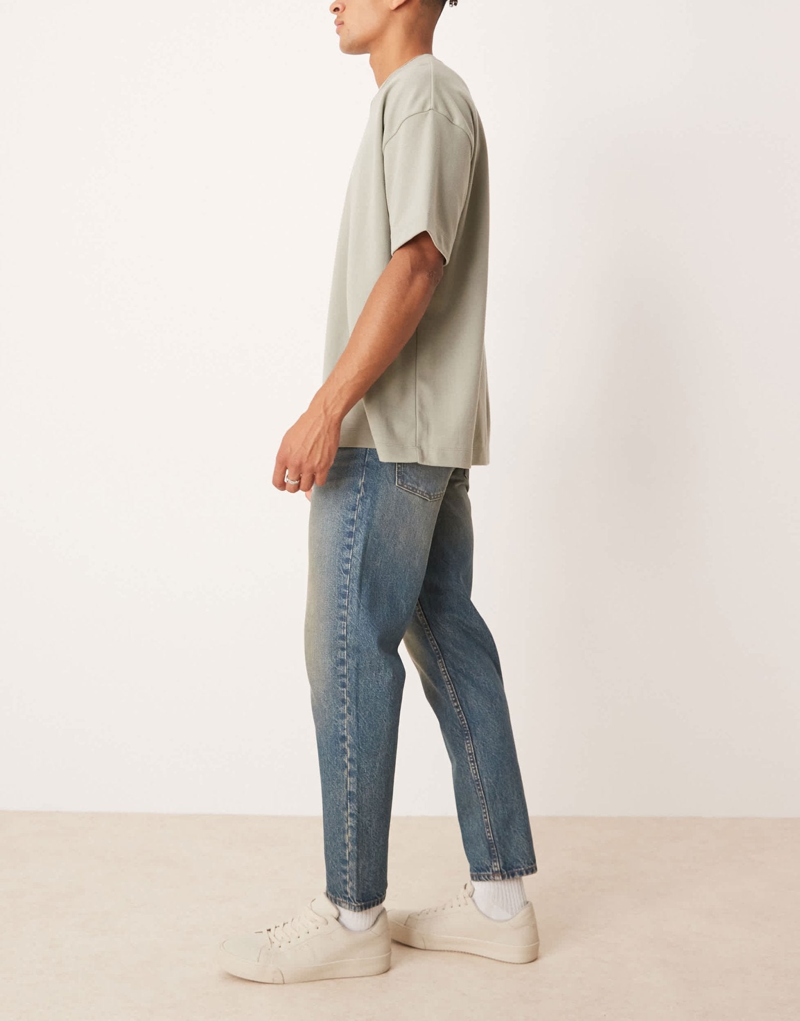 ASOS DESIGN tapered jeans in mid wash blue - ASOS Sample Sale