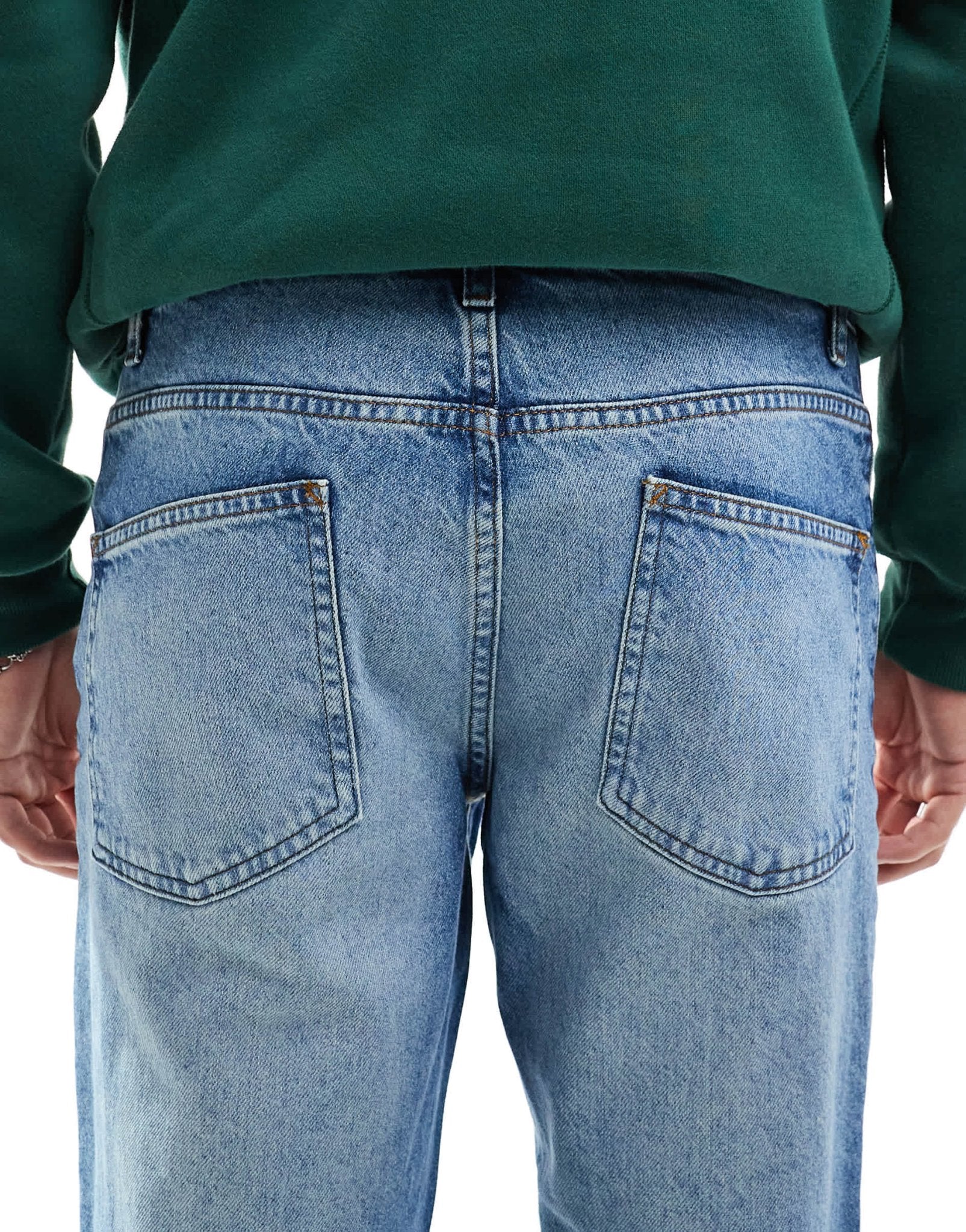 ASOS DESIGN tapered jeans in mid wash blue - ASOS Sample Sale