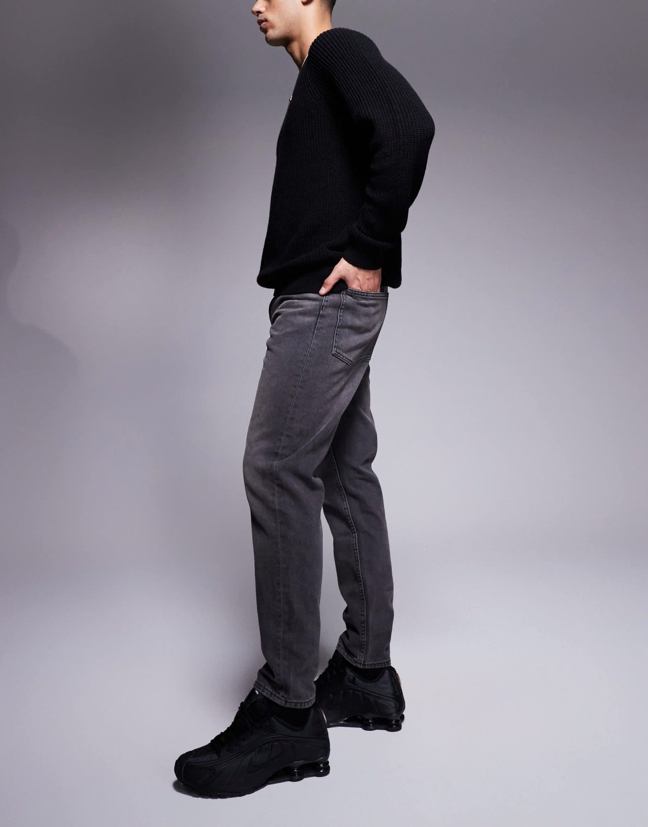 ASOS DESIGN tapered jeans with vintage tint in washed black - ASOS Sample Sale