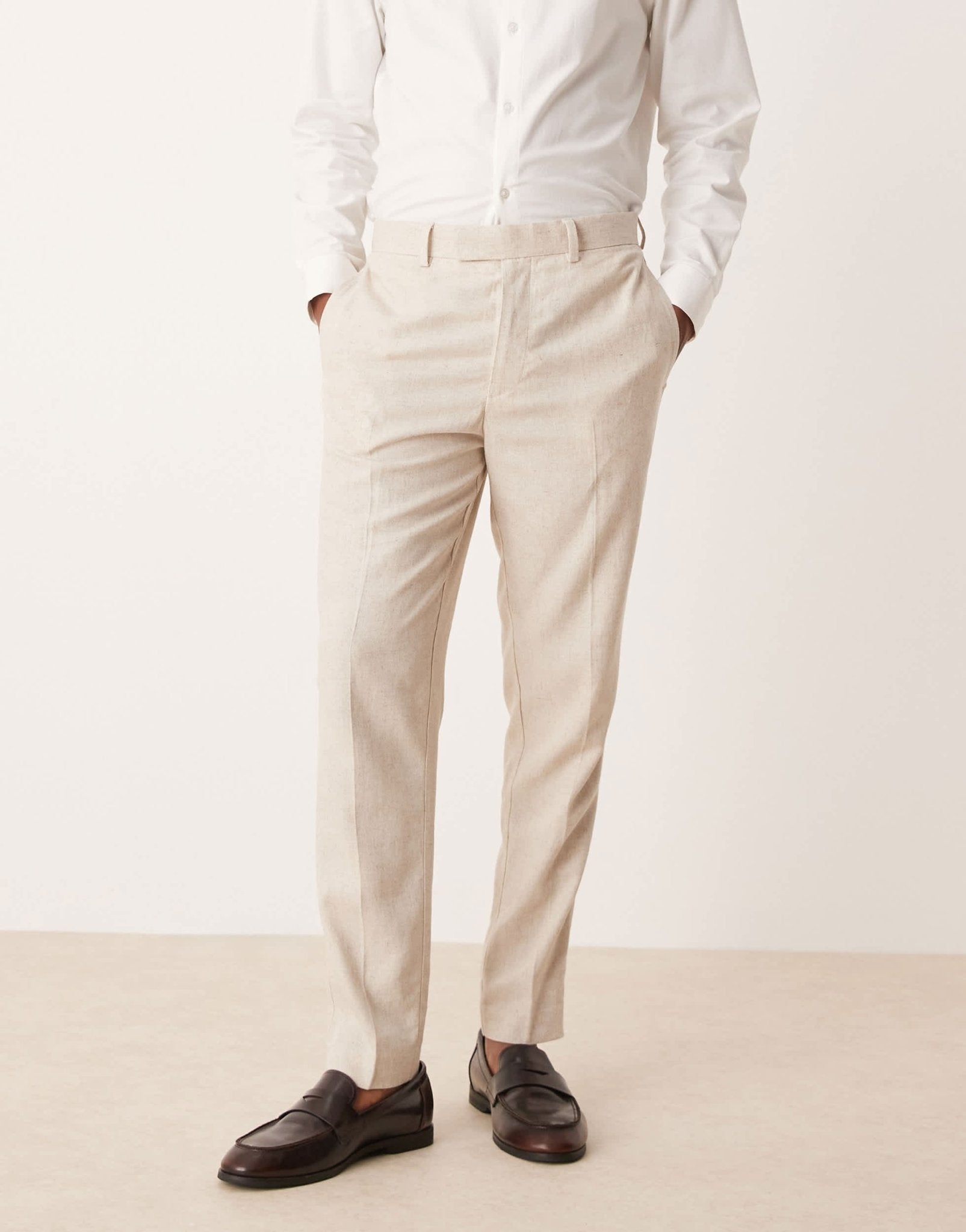 ASOS DESIGN tapered linen blend suit trousers - ASOS Sample Sale