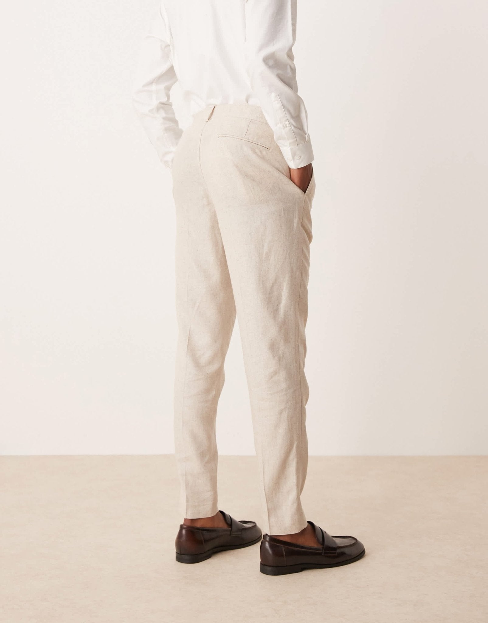 ASOS DESIGN tapered linen blend suit trousers - ASOS Sample Sale