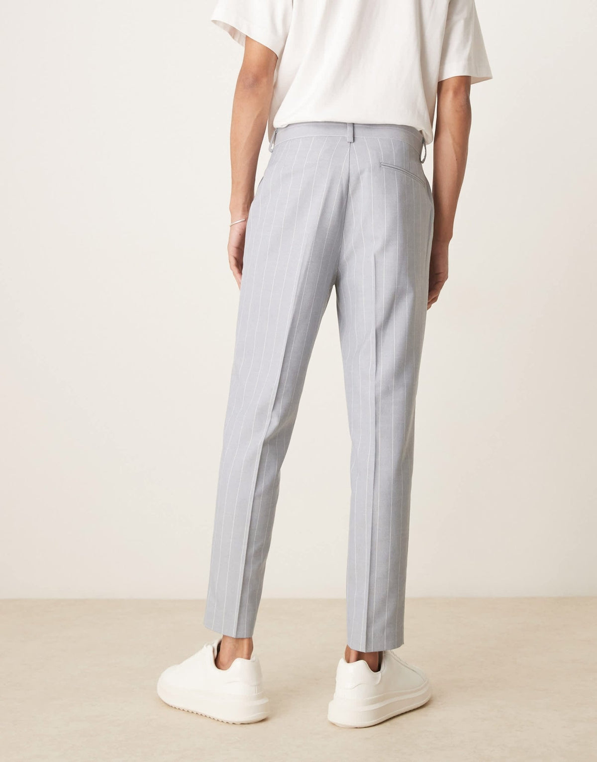 ASOS DESIGN tapered suit trousers in blue pinstripe with linen - ASOS Sample Sale