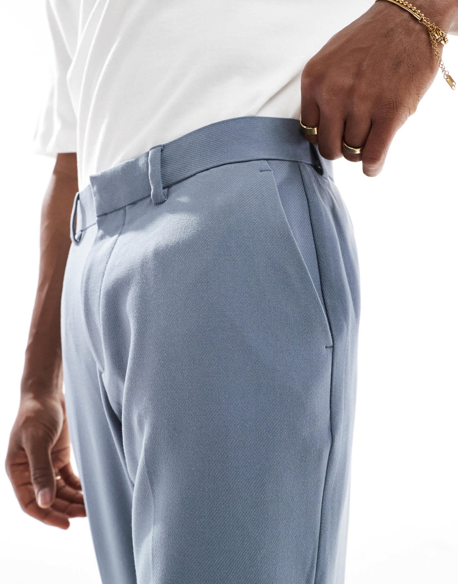 ASOS DESIGN tapered suit trousers in blue twill - ASOS Sample Sale