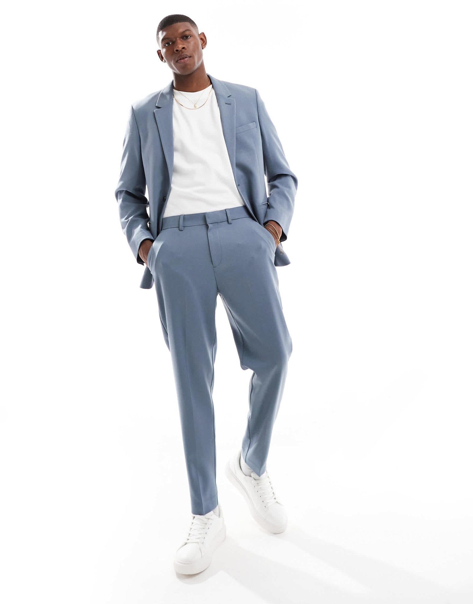 ASOS DESIGN tapered suit trousers in blue twill - ASOS Sample Sale