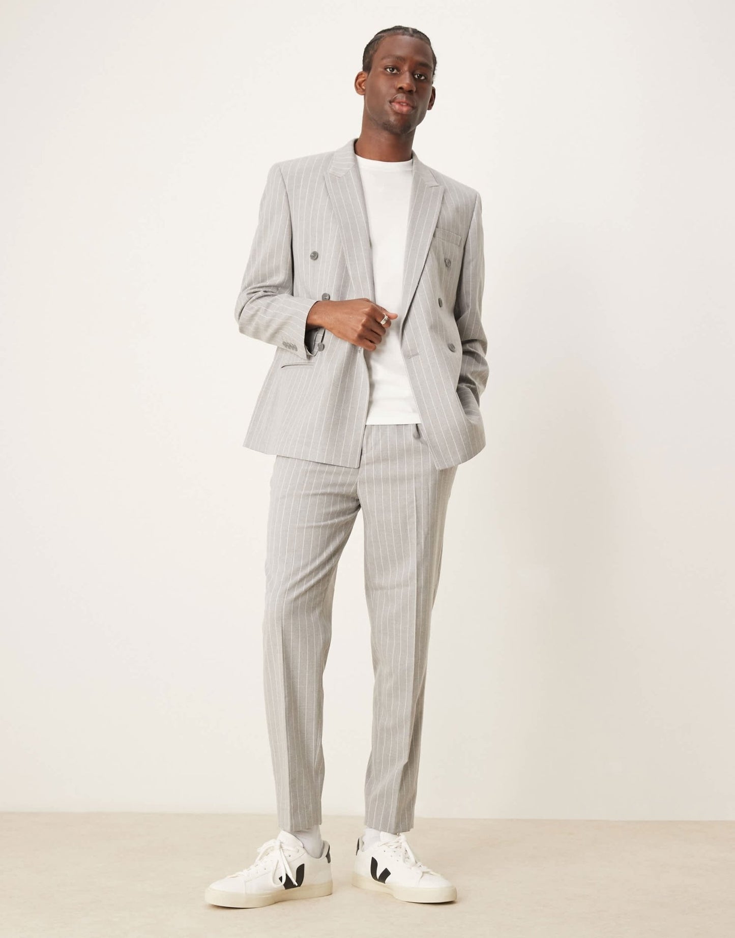 ASOS DESIGN tapered suit trousers in grey pinstripe - ASOS Sample Sale