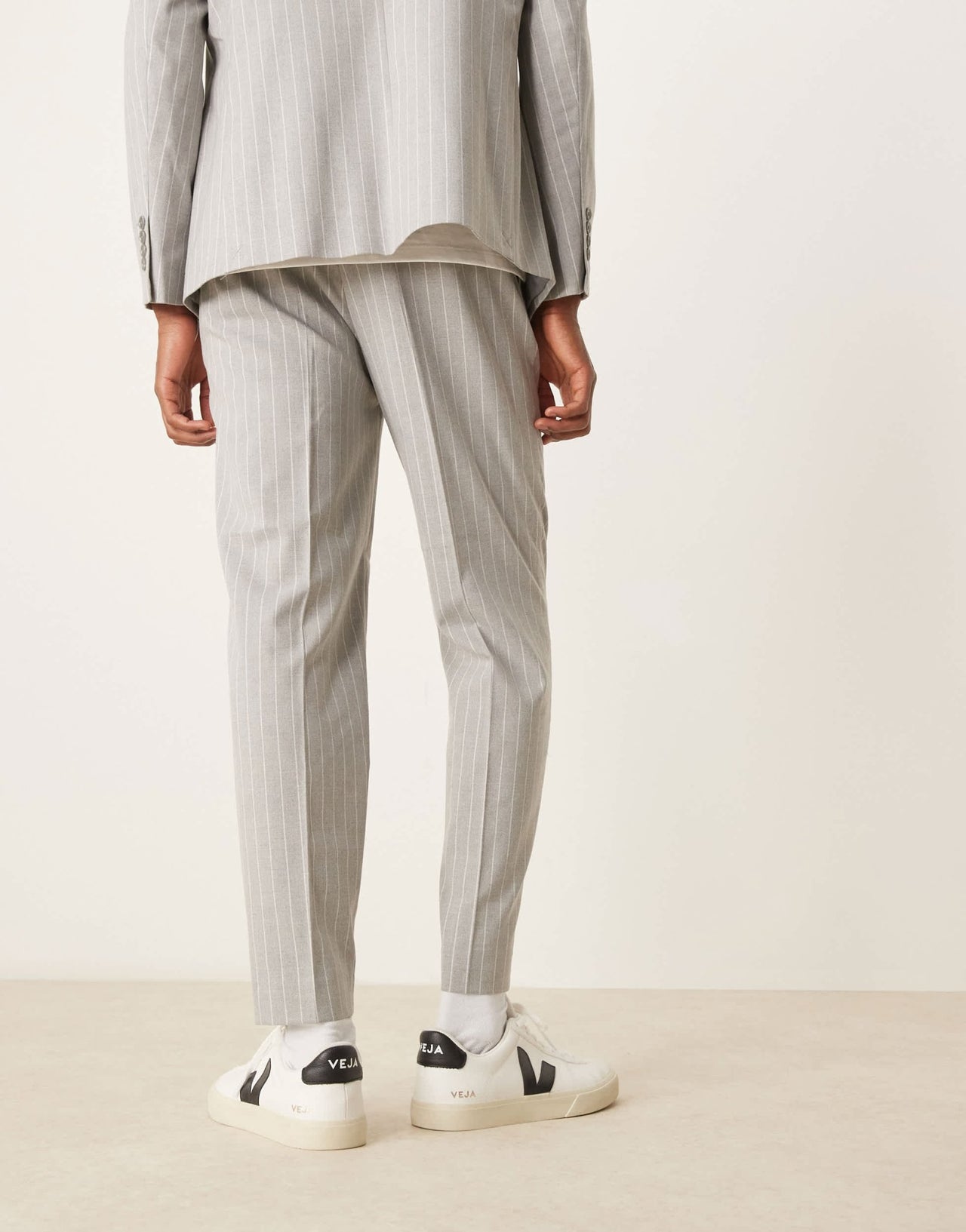 ASOS DESIGN tapered suit trousers in grey pinstripe - ASOS Sample Sale