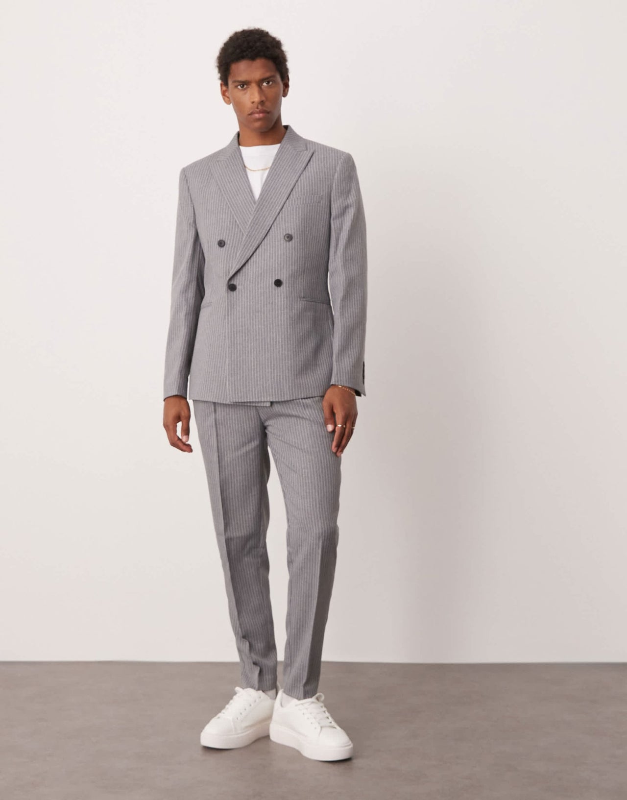 ASOS DESIGN tapered suit trousers in grey pinstripe - ASOS Sample Sale