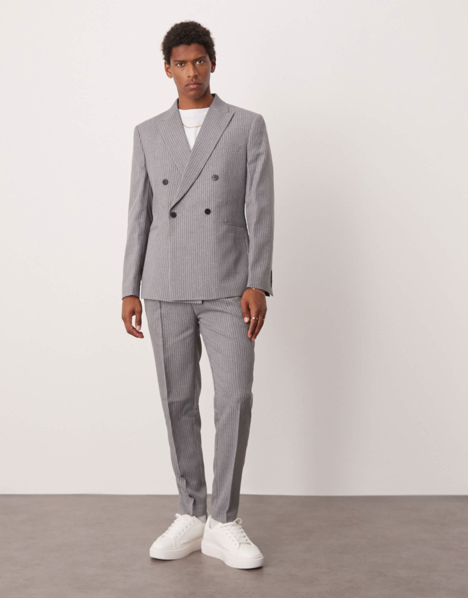 ASOS DESIGN tapered suit trousers in grey pinstripe - ASOS Sample Sale