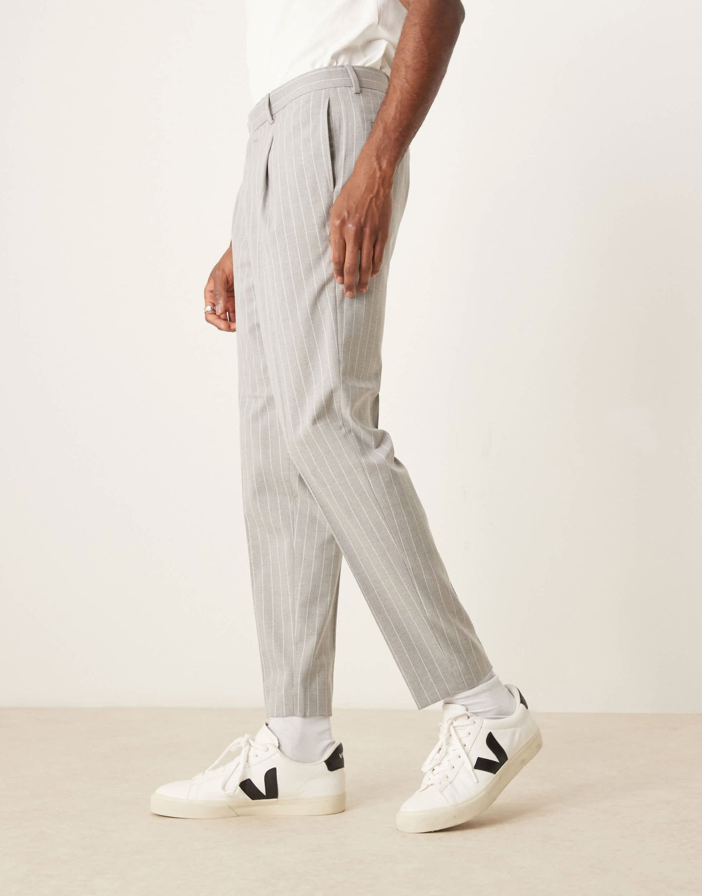 ASOS DESIGN tapered suit trousers in grey pinstripe - ASOS Sample Sale