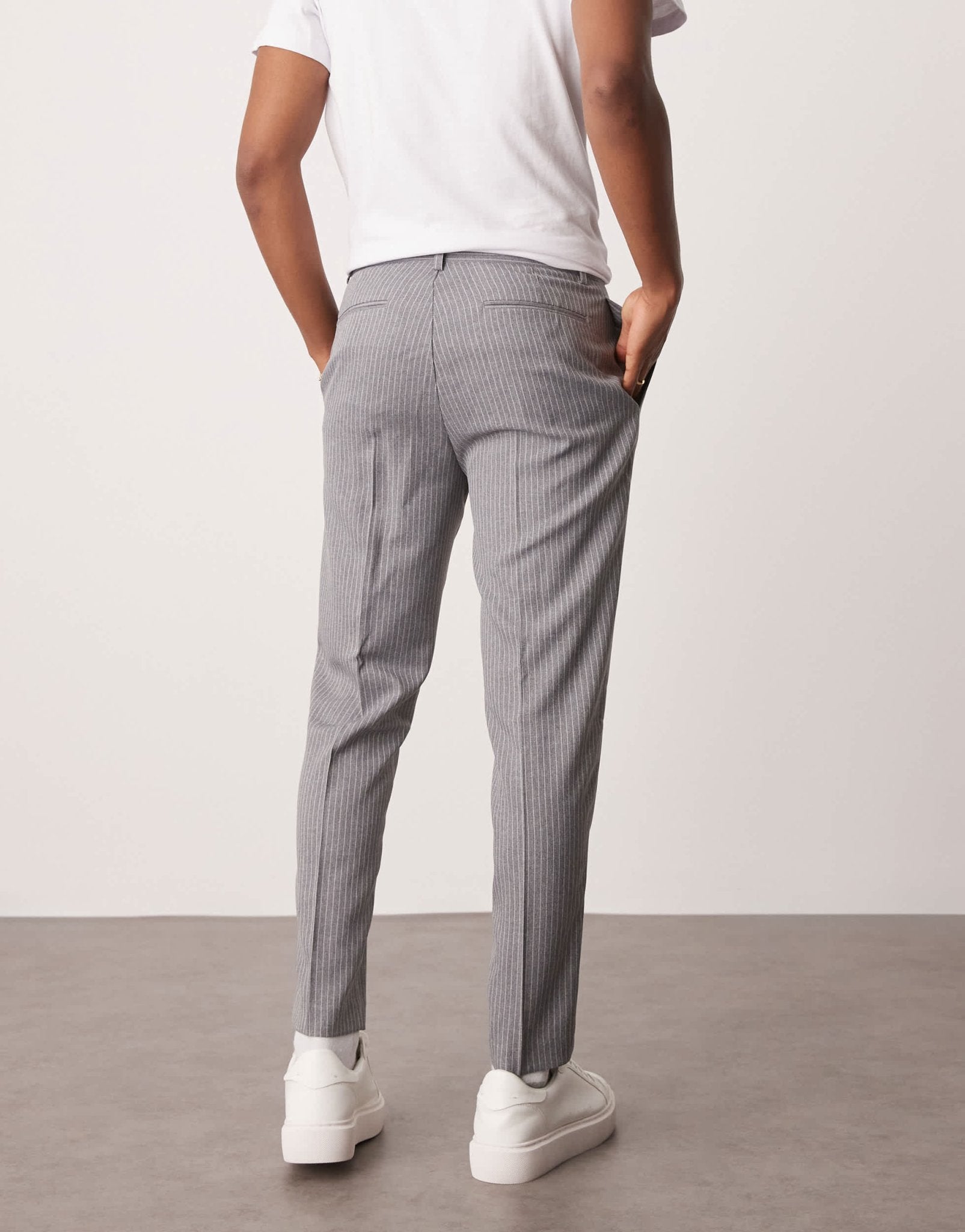 ASOS DESIGN tapered suit trousers in grey pinstripe - ASOS Sample Sale