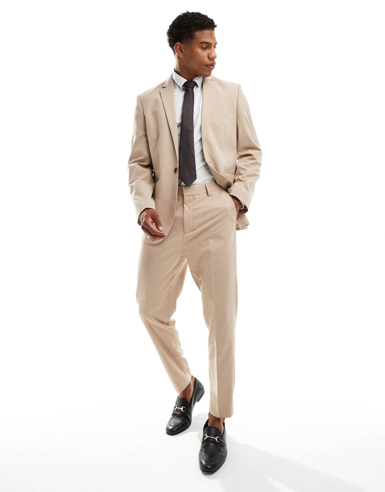 ASOS DESIGN tapered suit trousers in tonal neutral prince of wales check - ASOS Sample Sale
