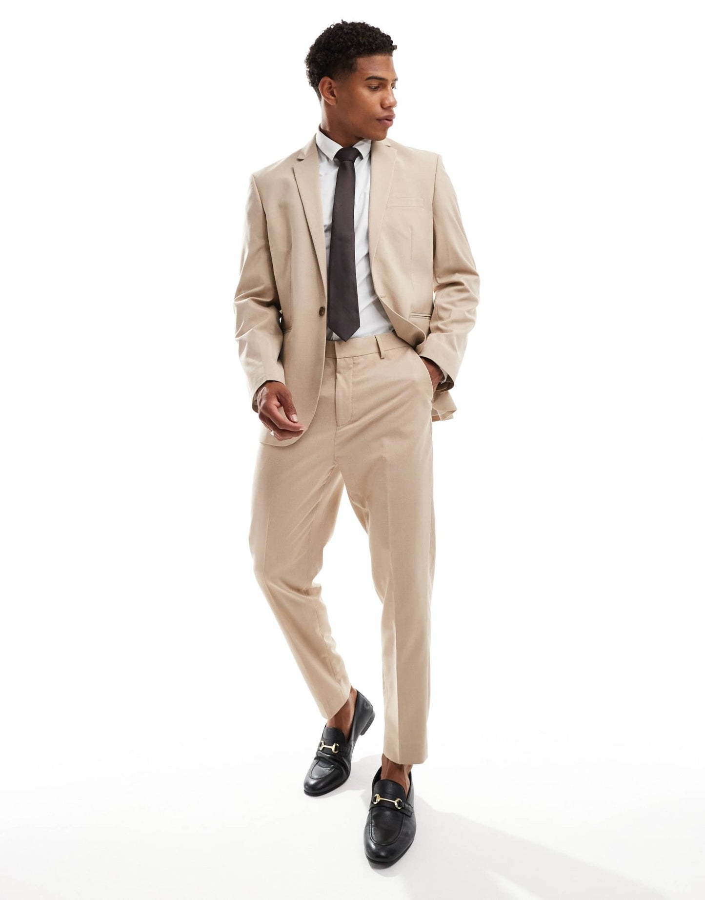 ASOS DESIGN tapered suit trousers in tonal neutral prince of wales check - ASOS Sample Sale