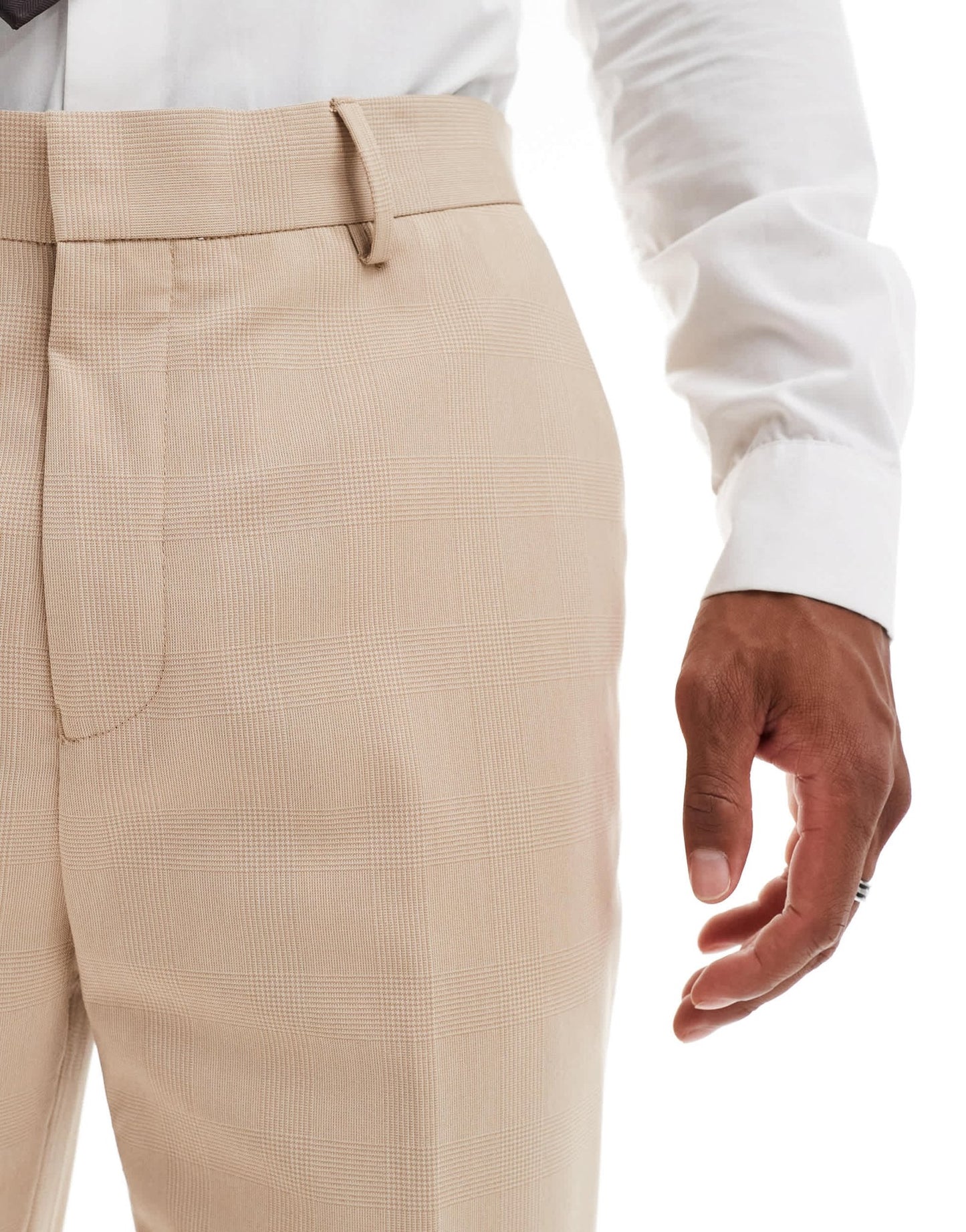 ASOS DESIGN tapered suit trousers in tonal neutral prince of wales check - ASOS Sample Sale