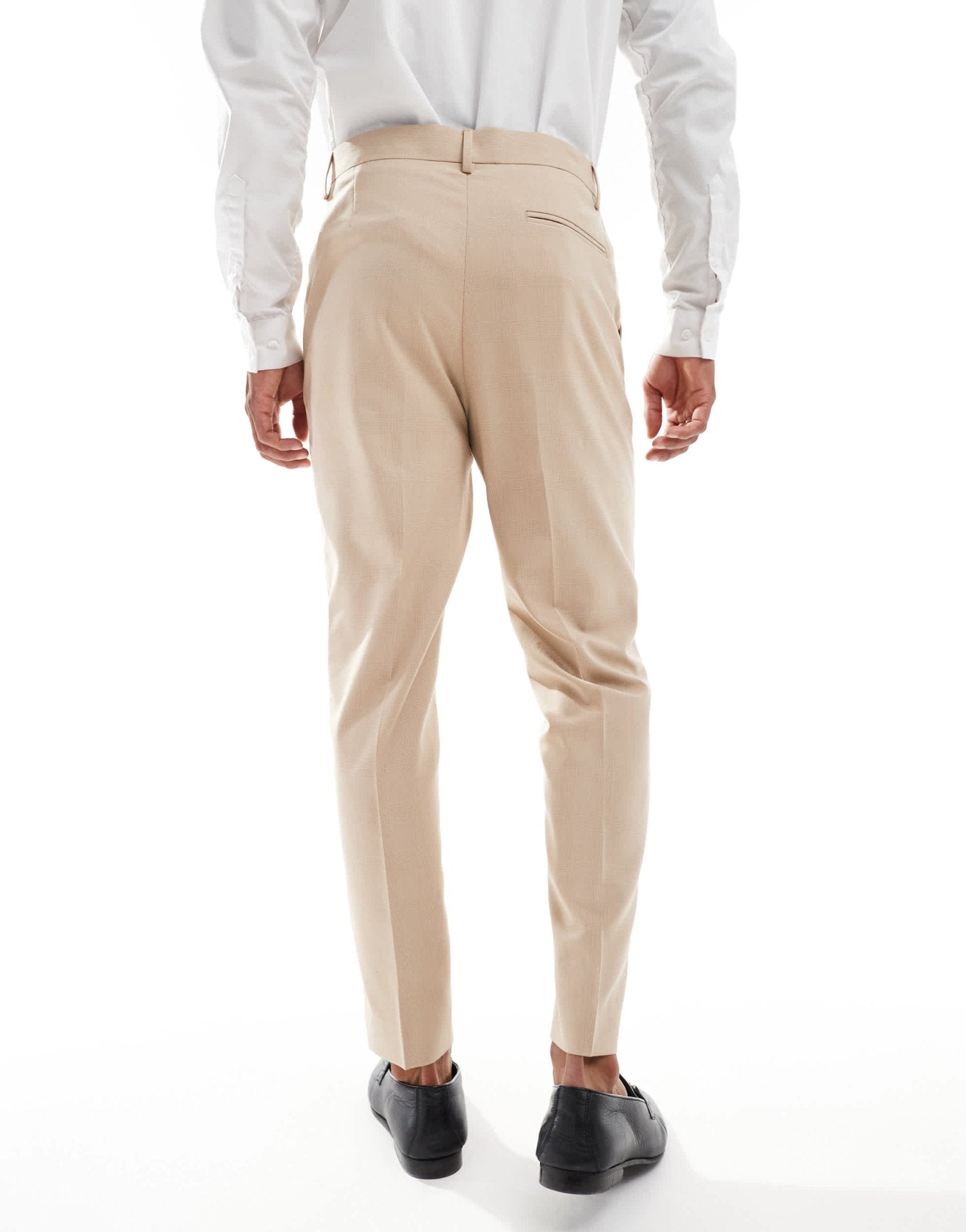 ASOS DESIGN tapered suit trousers in tonal neutral prince of wales check - ASOS Sample Sale