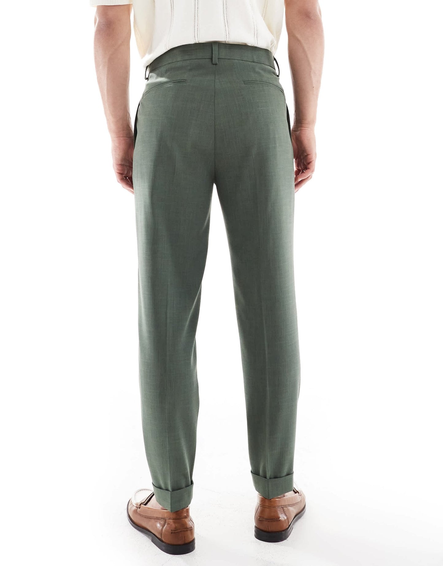 ASOS DESIGN tapered summer suit trousers in green crosshatch with turn up - ASOS Sample Sale