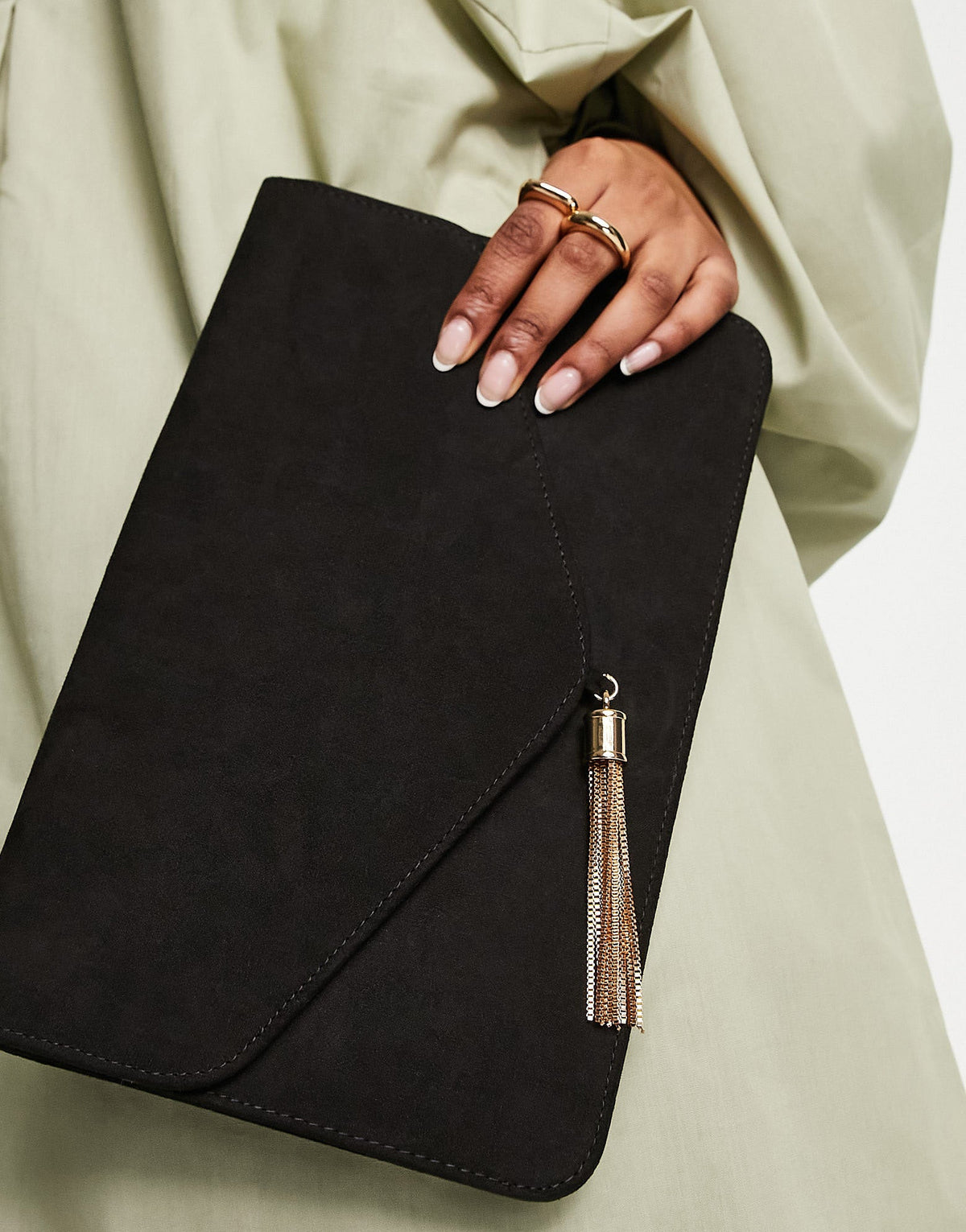 ASOS DESIGN tassel clutch bag in black - ASOS Sample Sale