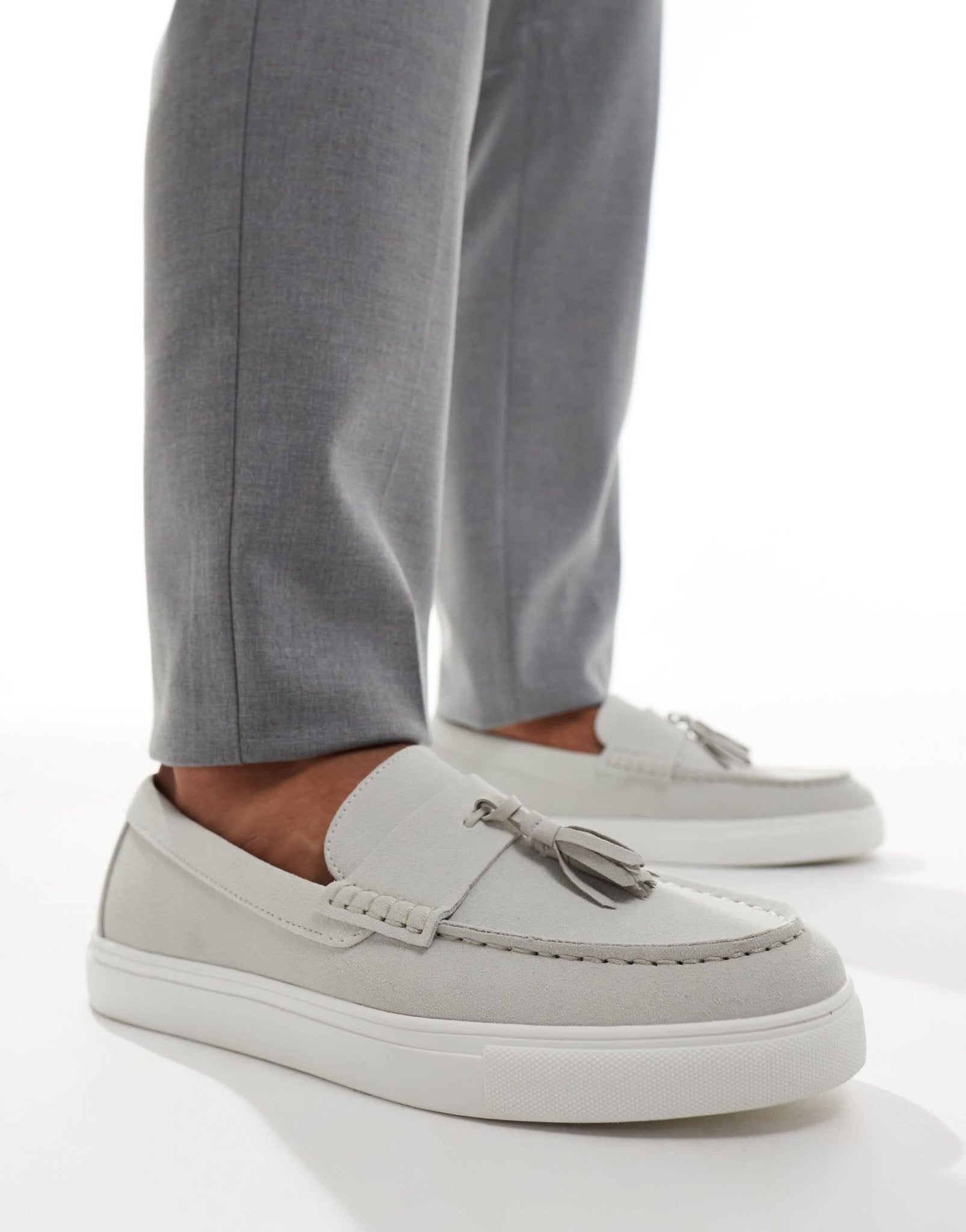 ASOS DESIGN tassle cupsole loafer in grey - ASOS Sample Sale