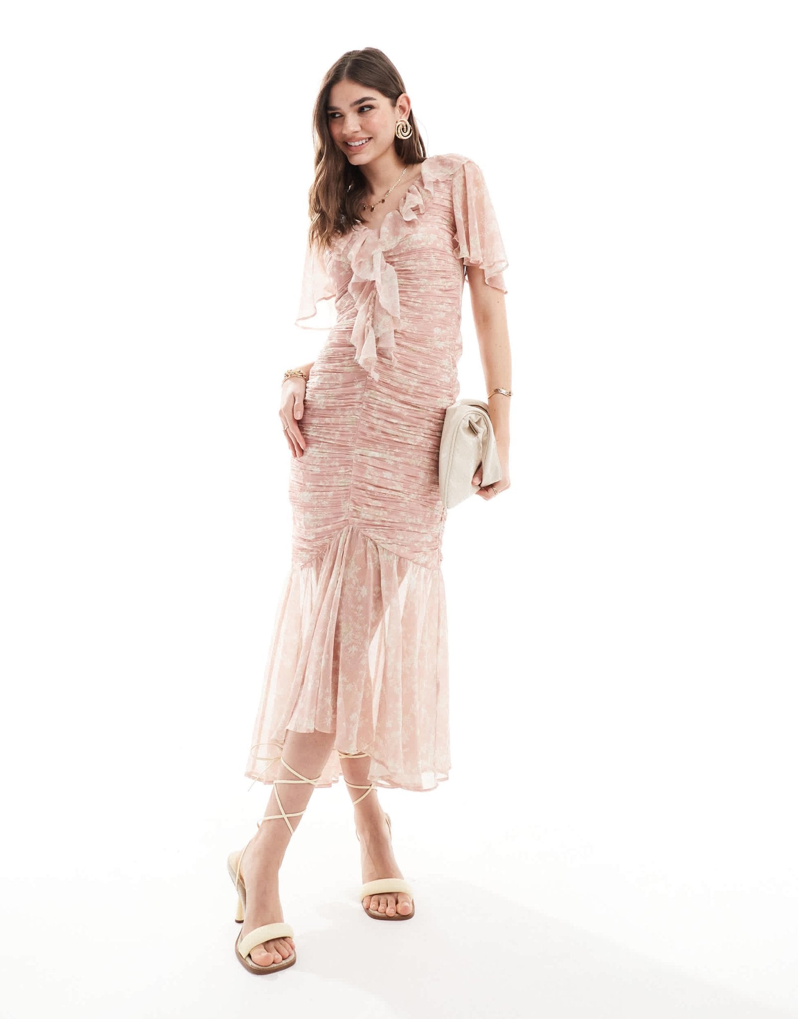 ASOS DESIGN tendril hem mini dress in pink floral print - ASOS Sample Sale