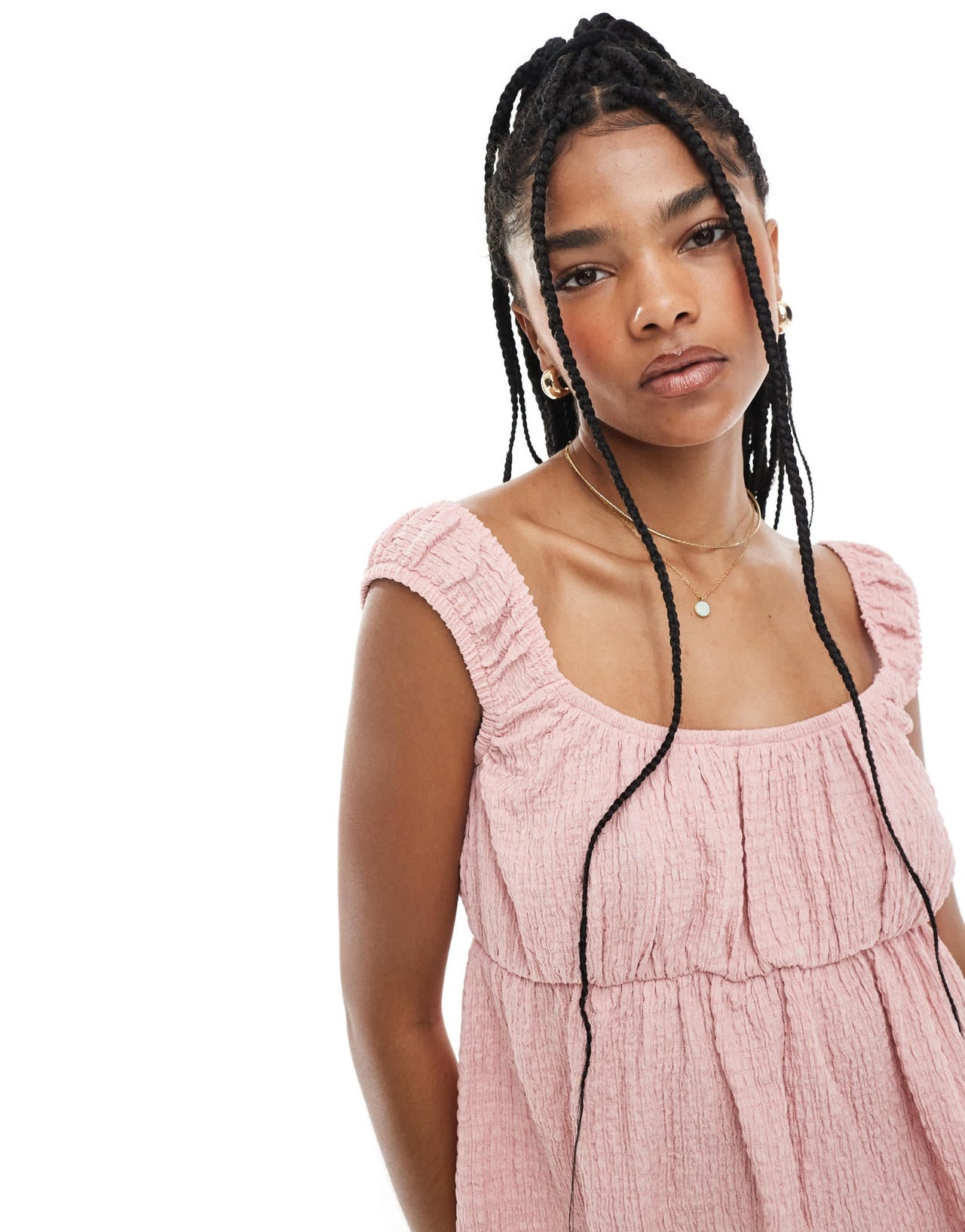 ASOS DESIGN textured babydoll top in pink - ASOS Sample Sale