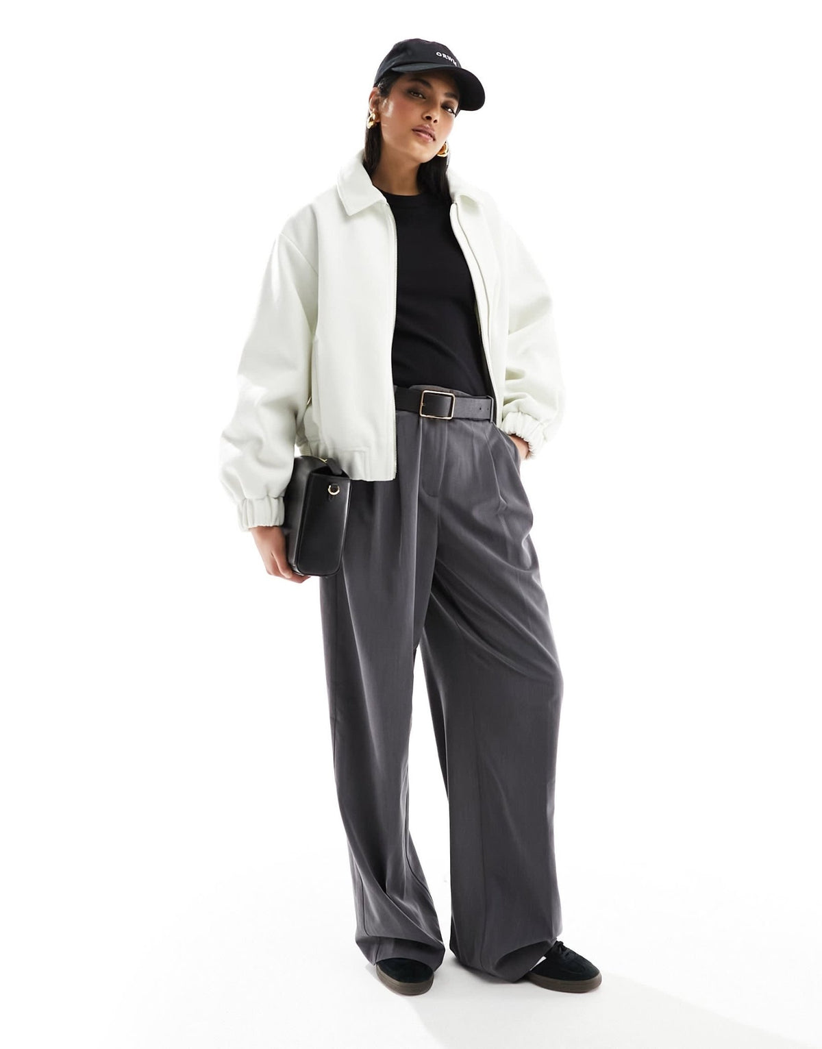 ASOS DESIGN textured bomber jacket with collar detail in ecru - ASOS Sample Sale