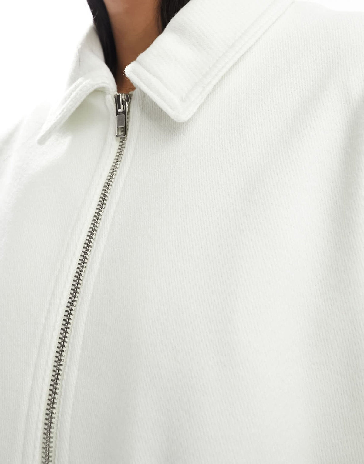 ASOS DESIGN textured bomber jacket with collar detail in ecru - ASOS Sample Sale