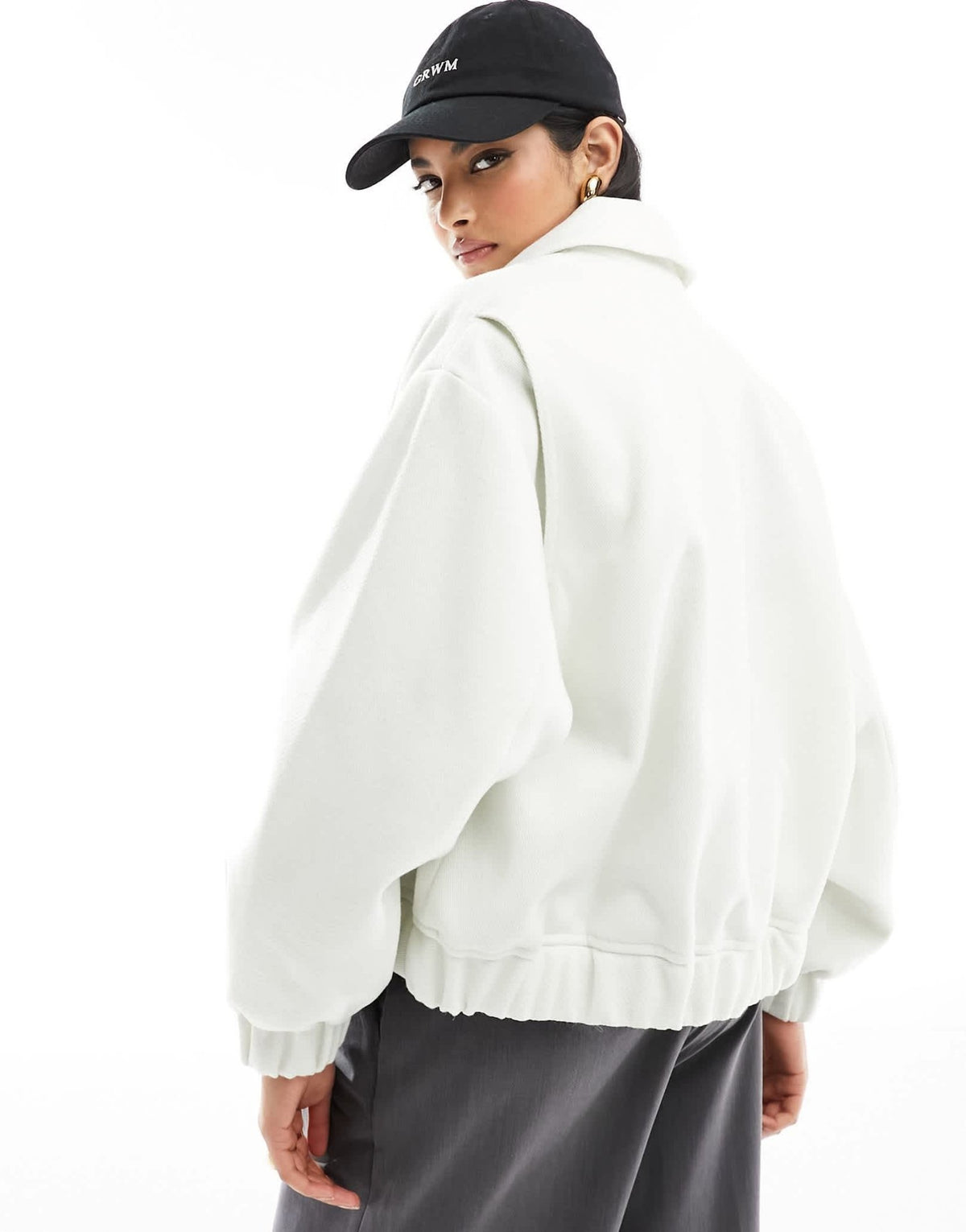ASOS DESIGN textured bomber jacket with collar detail in ecru - ASOS Sample Sale