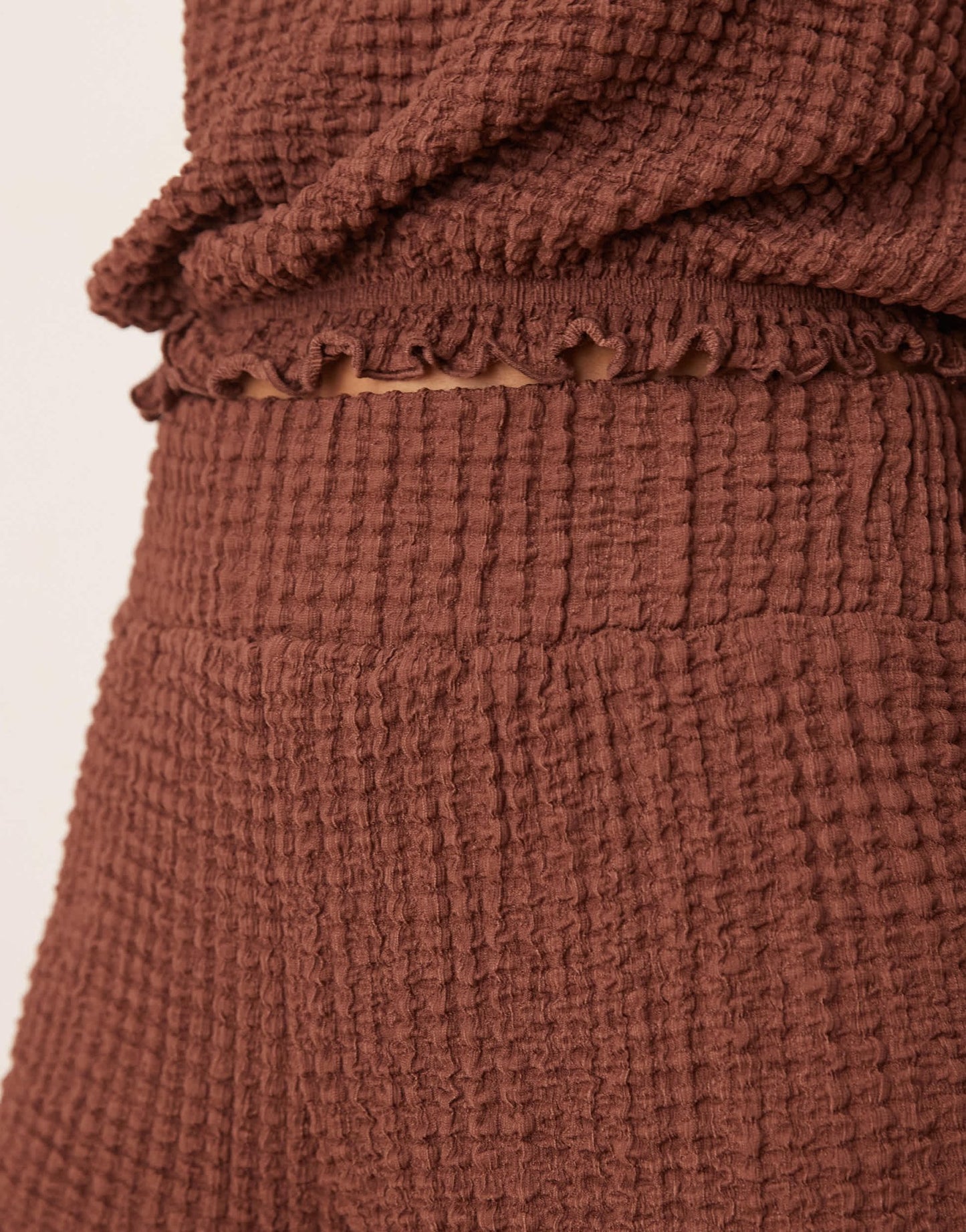 ASOS DESIGN textured boxer short with shirring waistband co ord in brown - ASOS Sample Sale