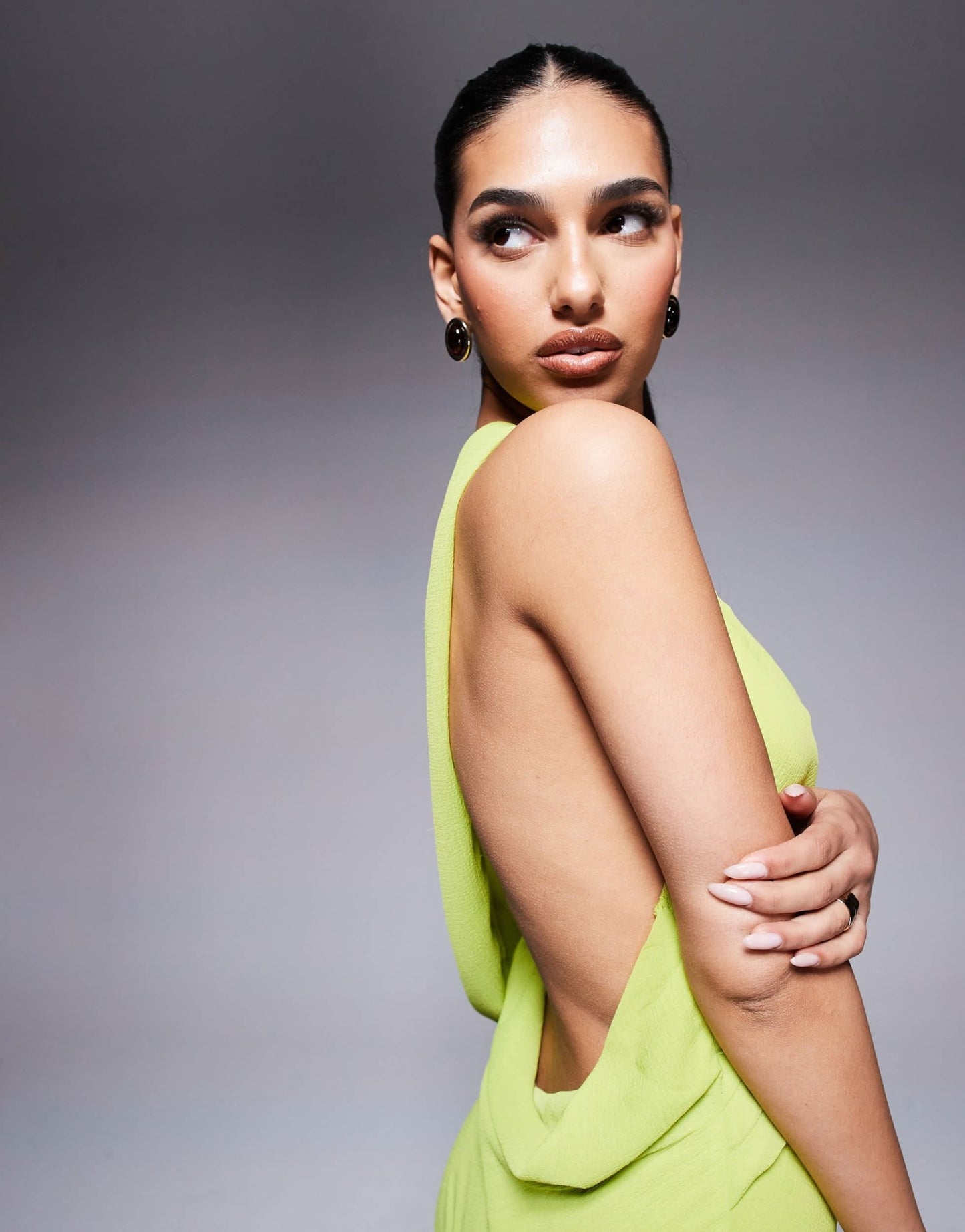 ASOS DESIGN textured chiffon draped bias maxi dress in green - ASOS Sample Sale