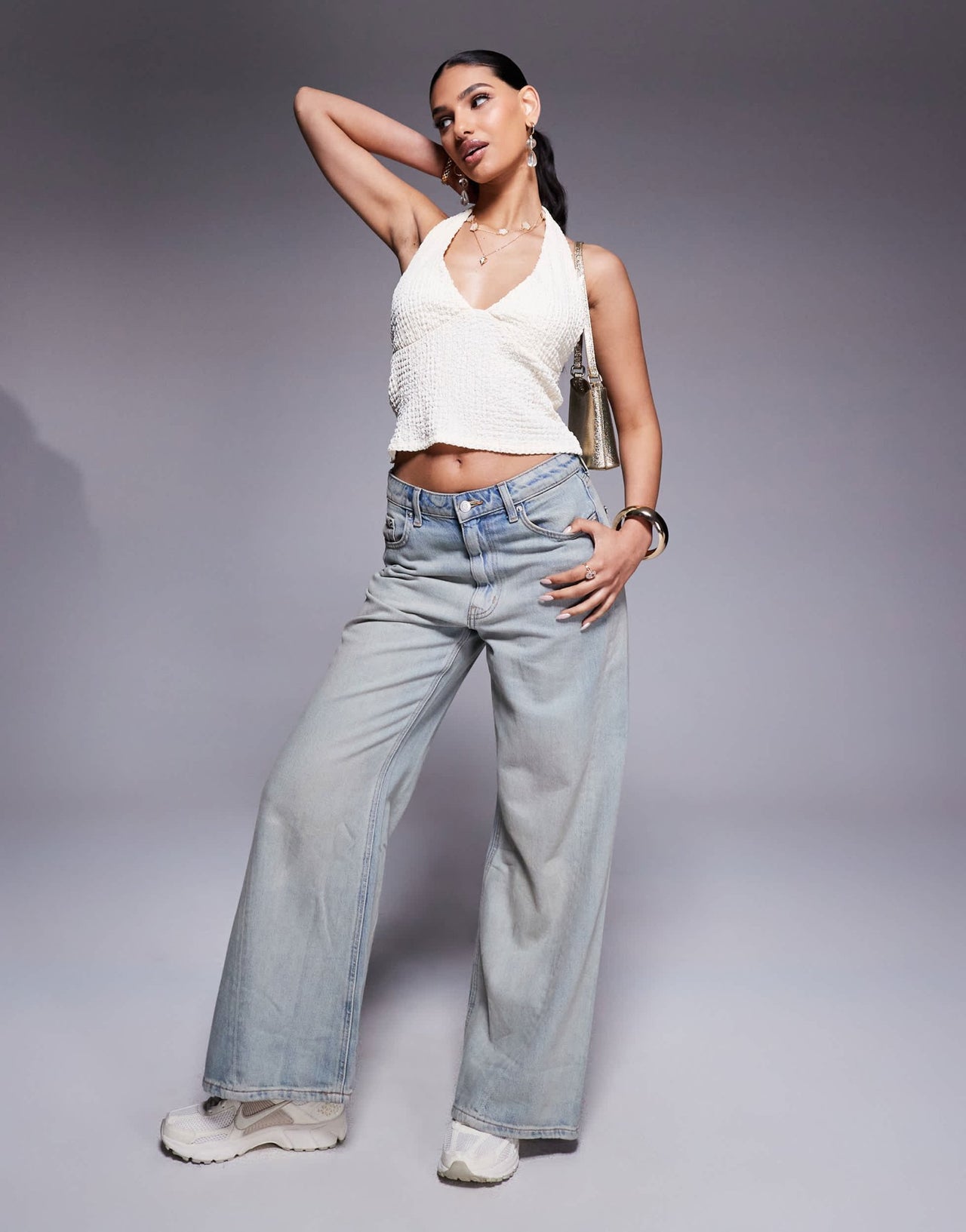 ASOS DESIGN textured halter neck top in ivory - ASOS Sample Sale