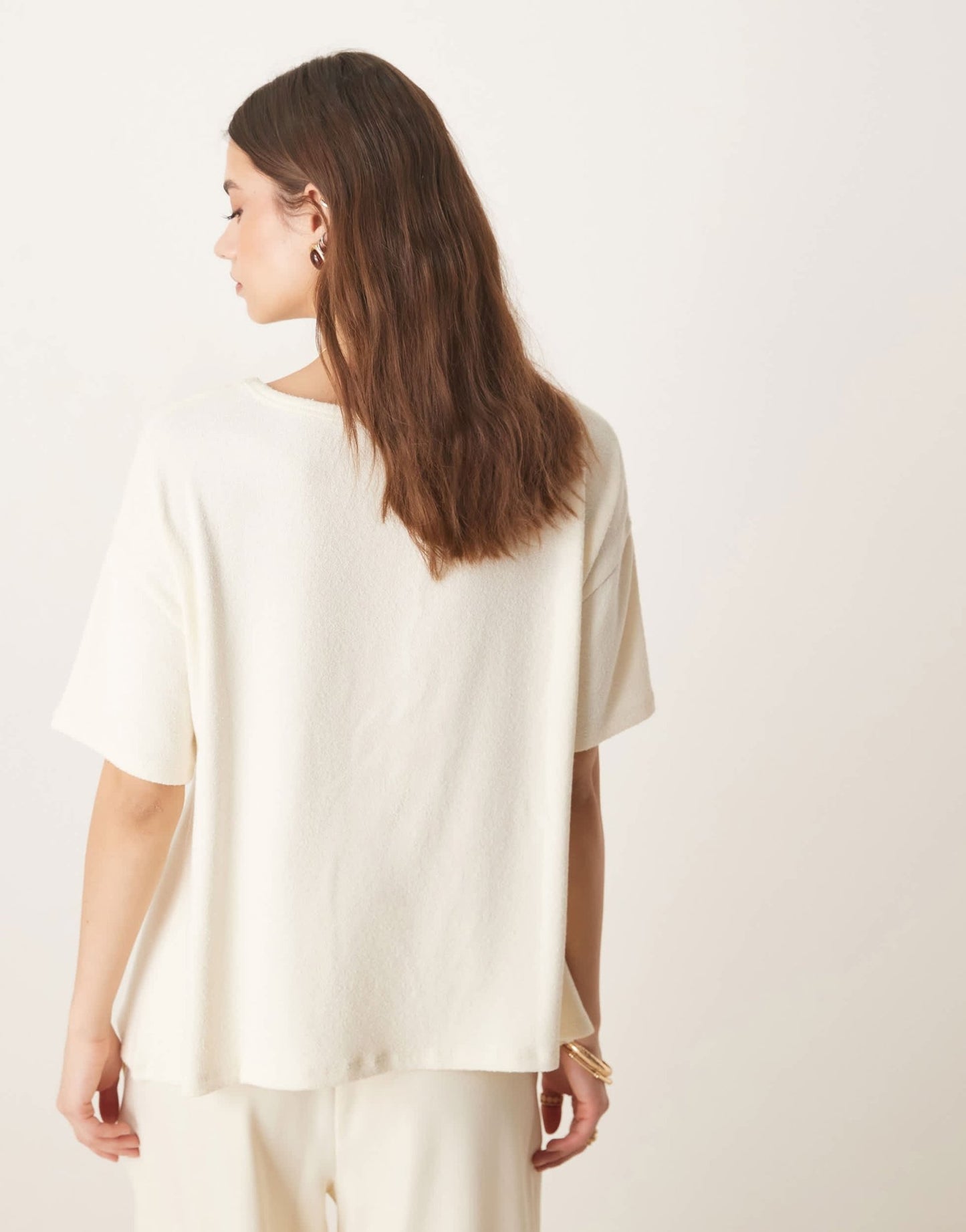 ASOS DESIGN textured knit hanky hem tee in cream - ASOS Sample Sale
