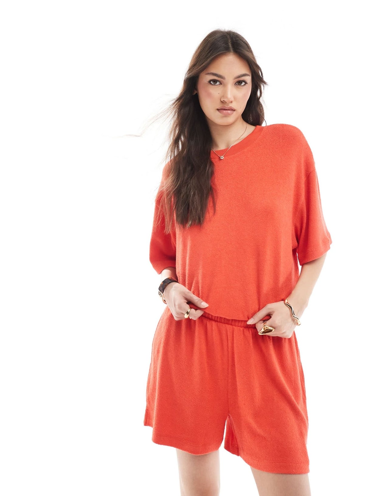 ASOS DESIGN textured knit short co-ord in red - ASOS Sample Sale