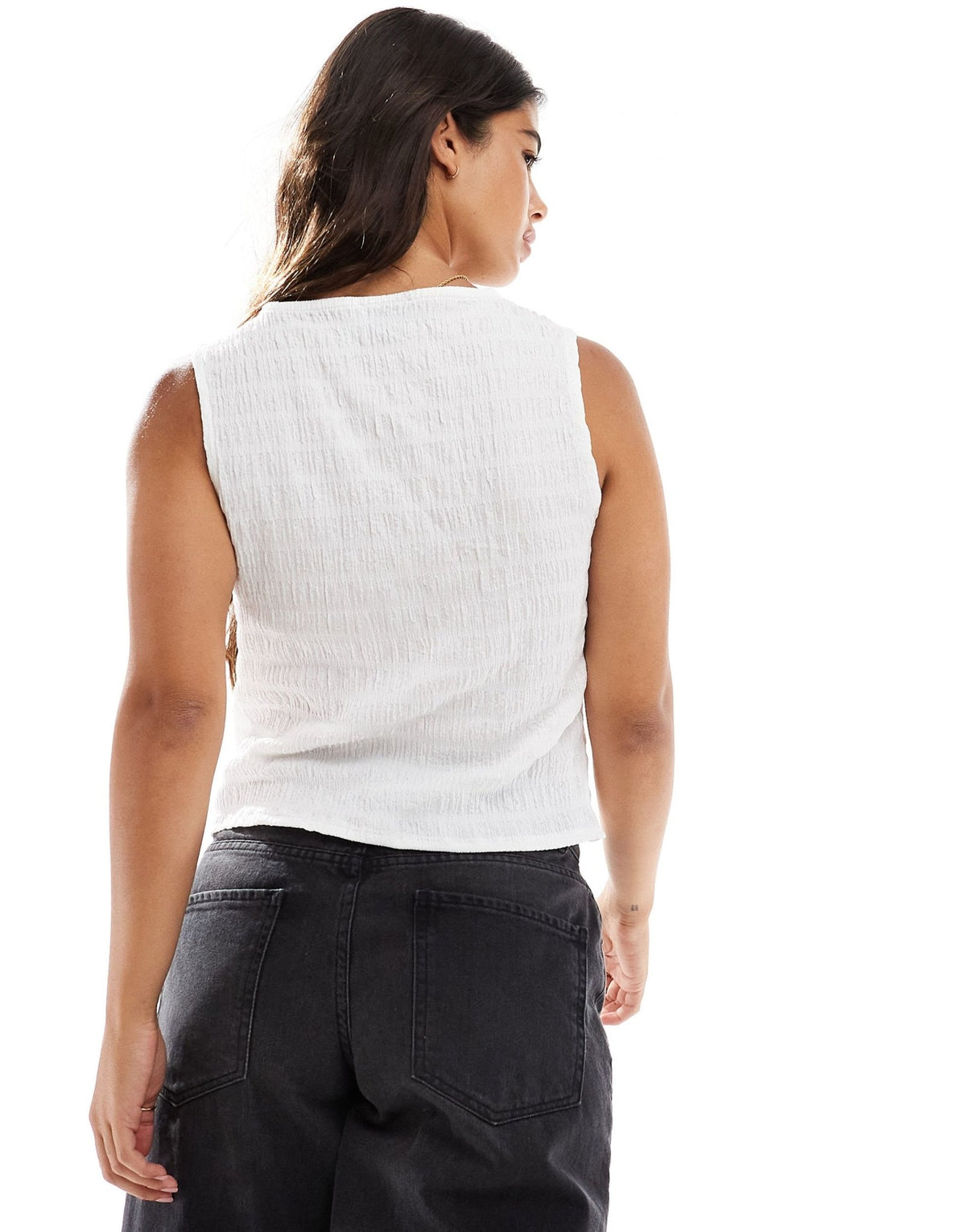 ASOS DESIGN textured longline tie front waistcoat in white - ASOS Sample Sale