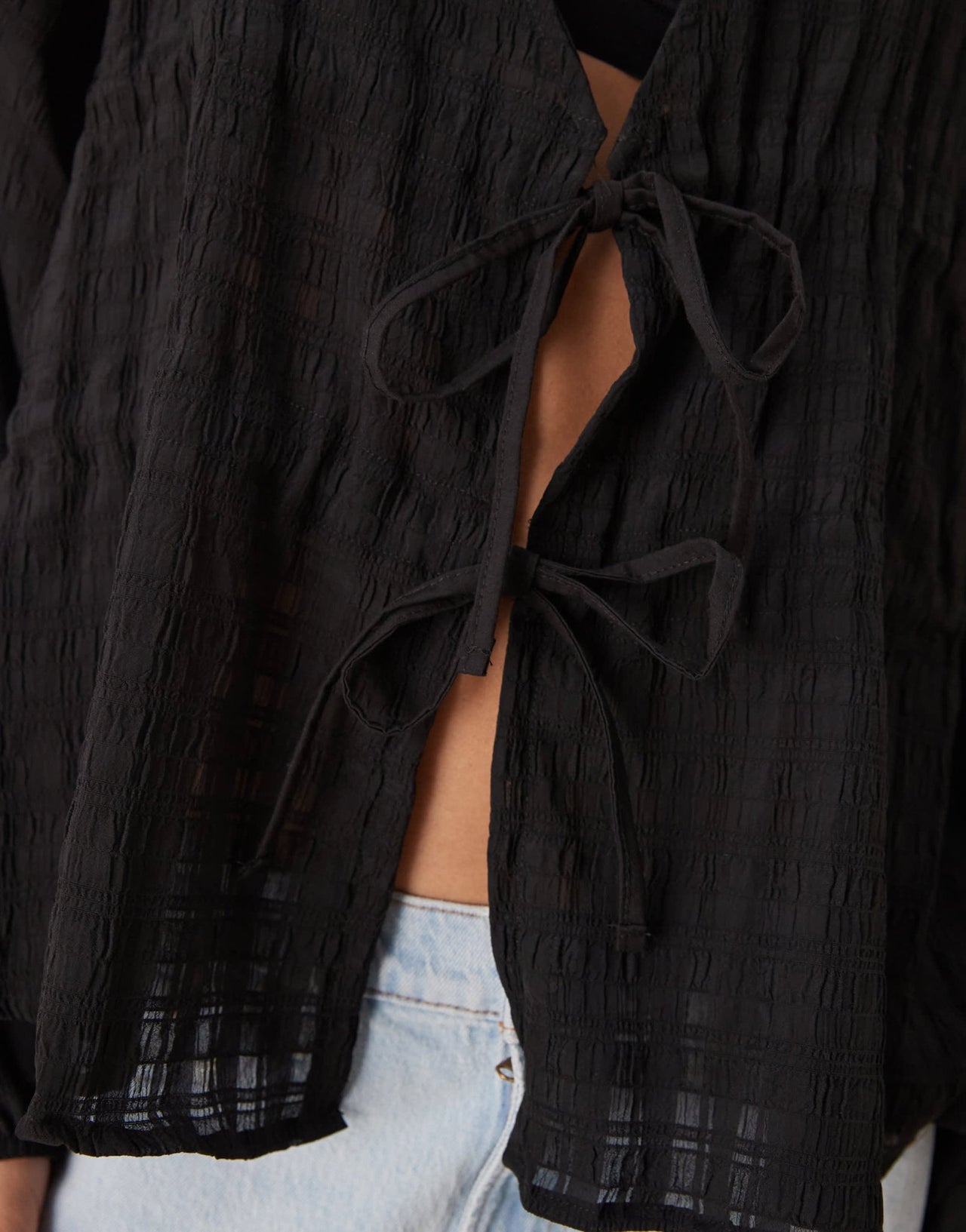 ASOS DESIGN textured plunge tie detail blouse - ASOS Sample Sale