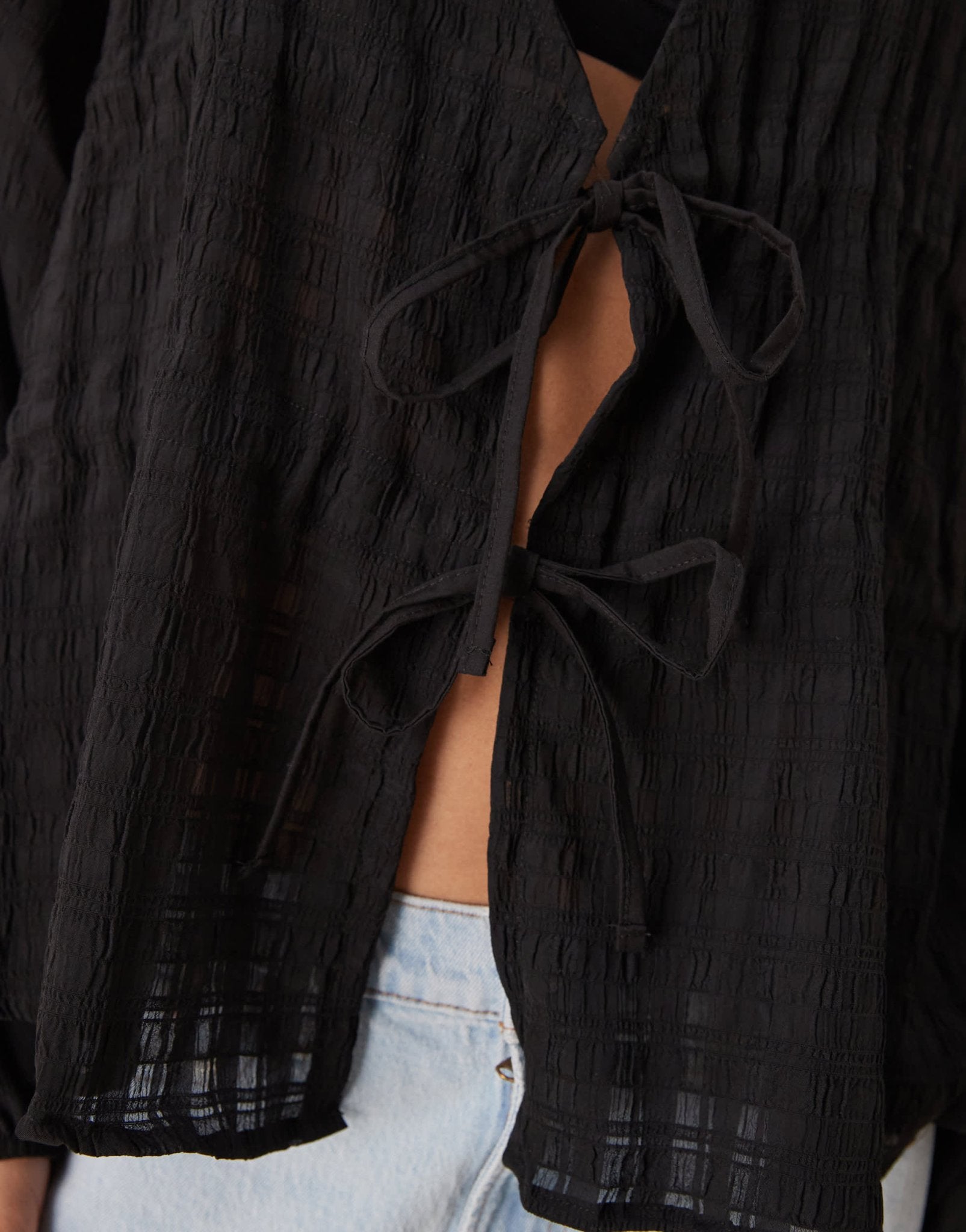 ASOS DESIGN textured plunge tie detail blouse - ASOS Sample Sale